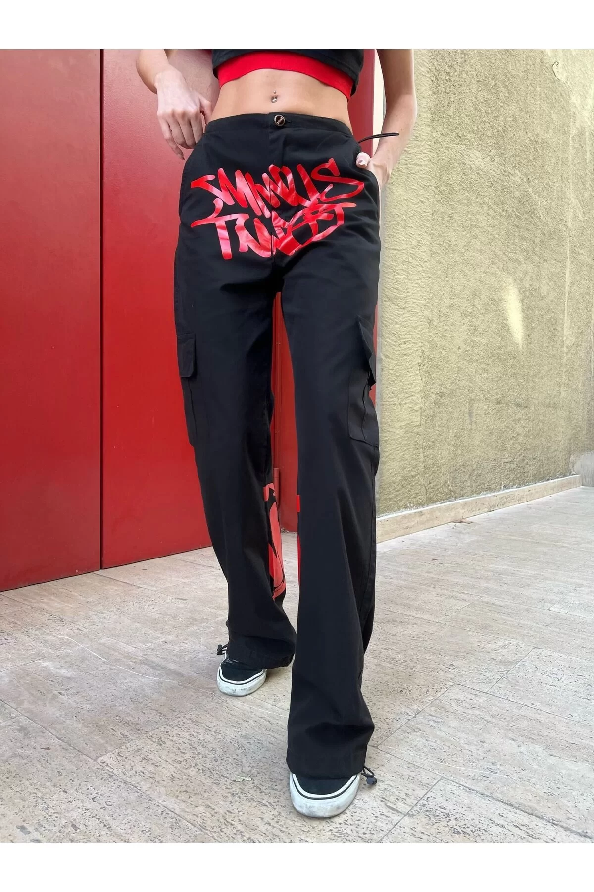 Y2k Harajuku Minus Two Detail Kargo Cepli Bol Paça Unisex Baggy Jean