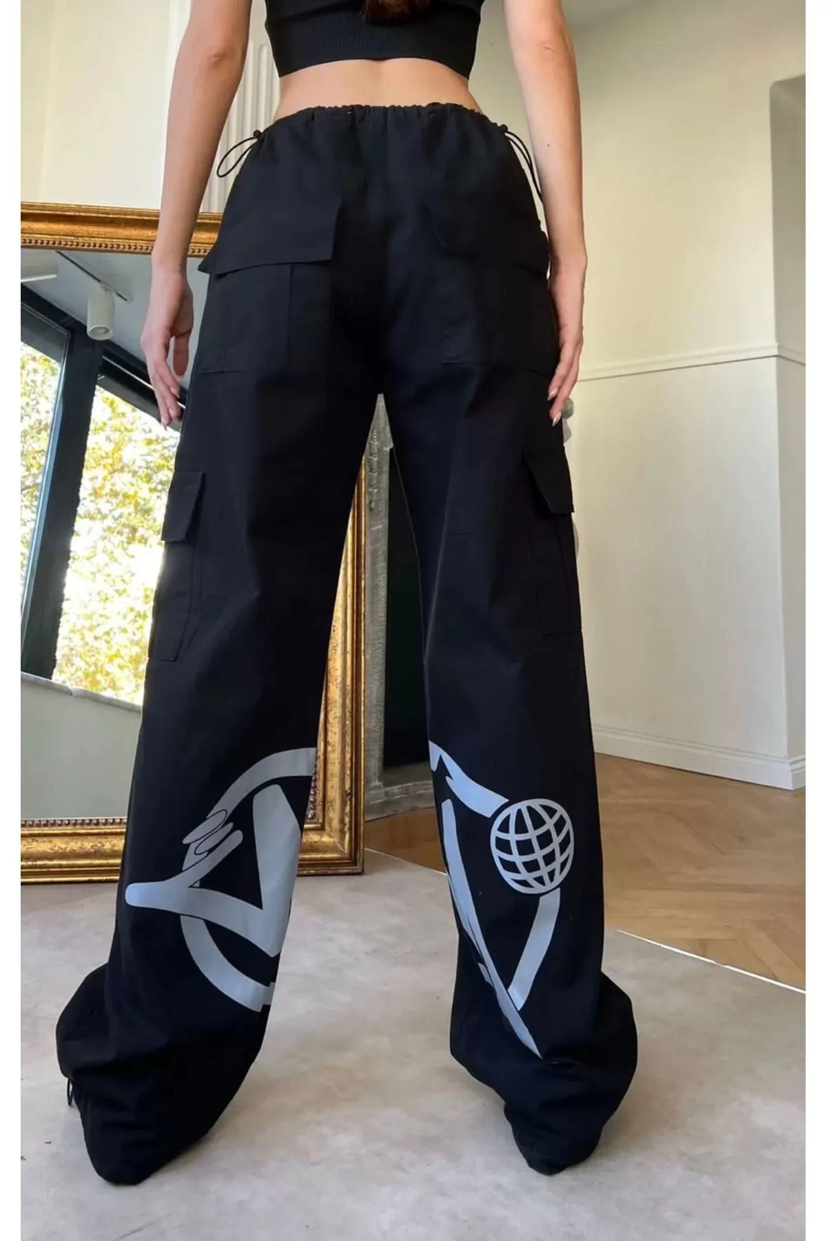 Y2k Harajuku Minus Two Detail Kargo Cepli Bol Paça Unisex Baggy Jean