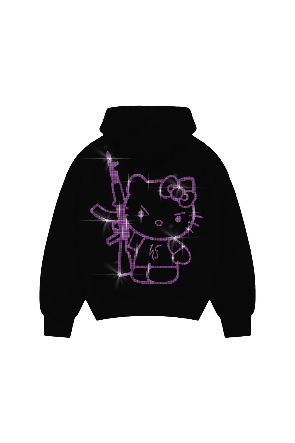 Y2K Kitty Rhinestone Taşlı Hoodie Sweatshirt