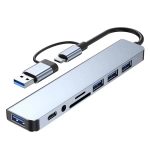 Çevirici Adaptör 8 In 1 Usb 3.0 Type-c To Usb 2.0 Usb 3.0 Type-c Tf Sd Audıo Hadron Hdx-7828