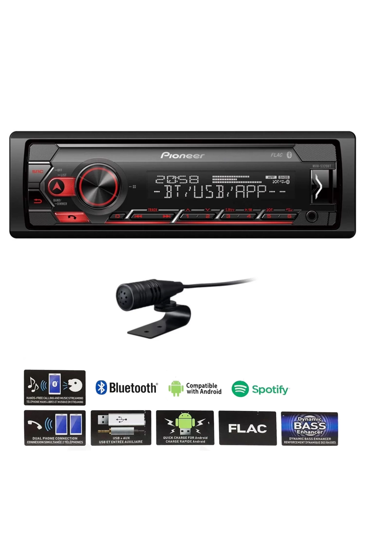 Pıoneer Mvh-s320bt Oto Teyp 4x50 Watt Bluetooth Usb Fm Aux