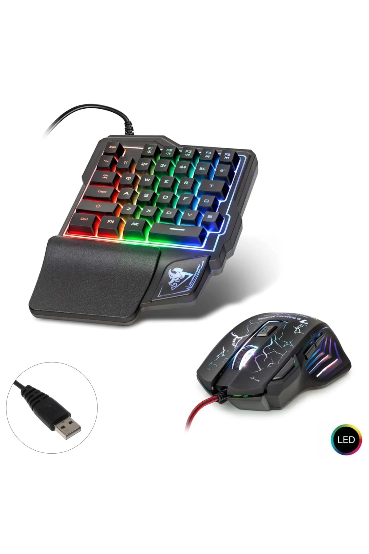 Novator G-506 Kablolu Oyuncu Klavye Ledli Q Tek El + Mouse Seti