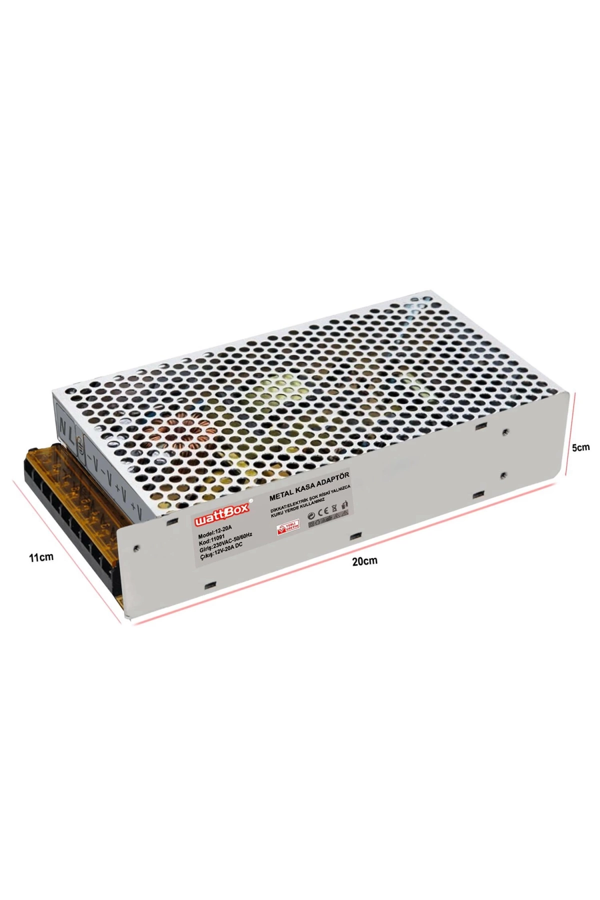 Wattbox Metal Kasa Adaptör 12 Volt 20 Amper