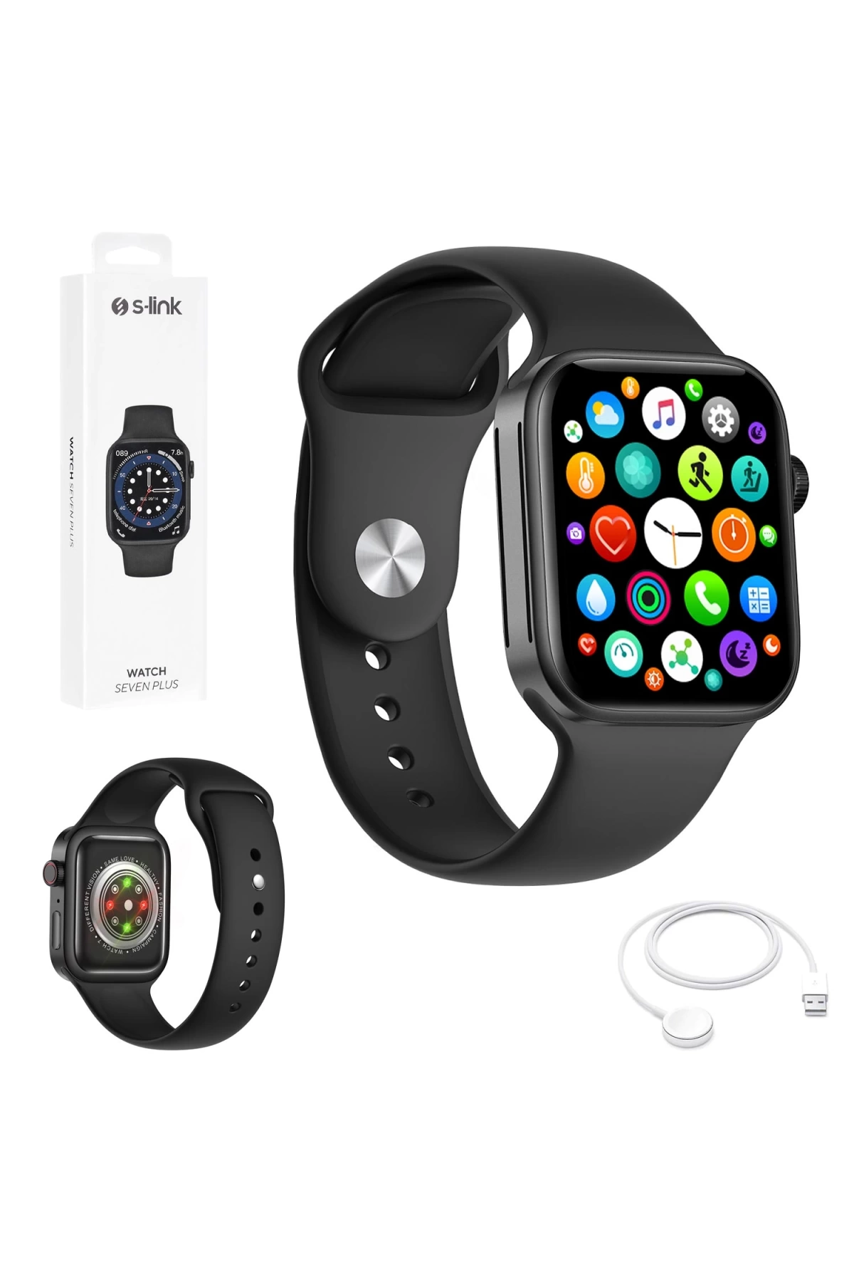 Akıllı Saat Smart Watch Kalp Atışı Sensörlü Androıd Ios S-link Watch Seven Plus