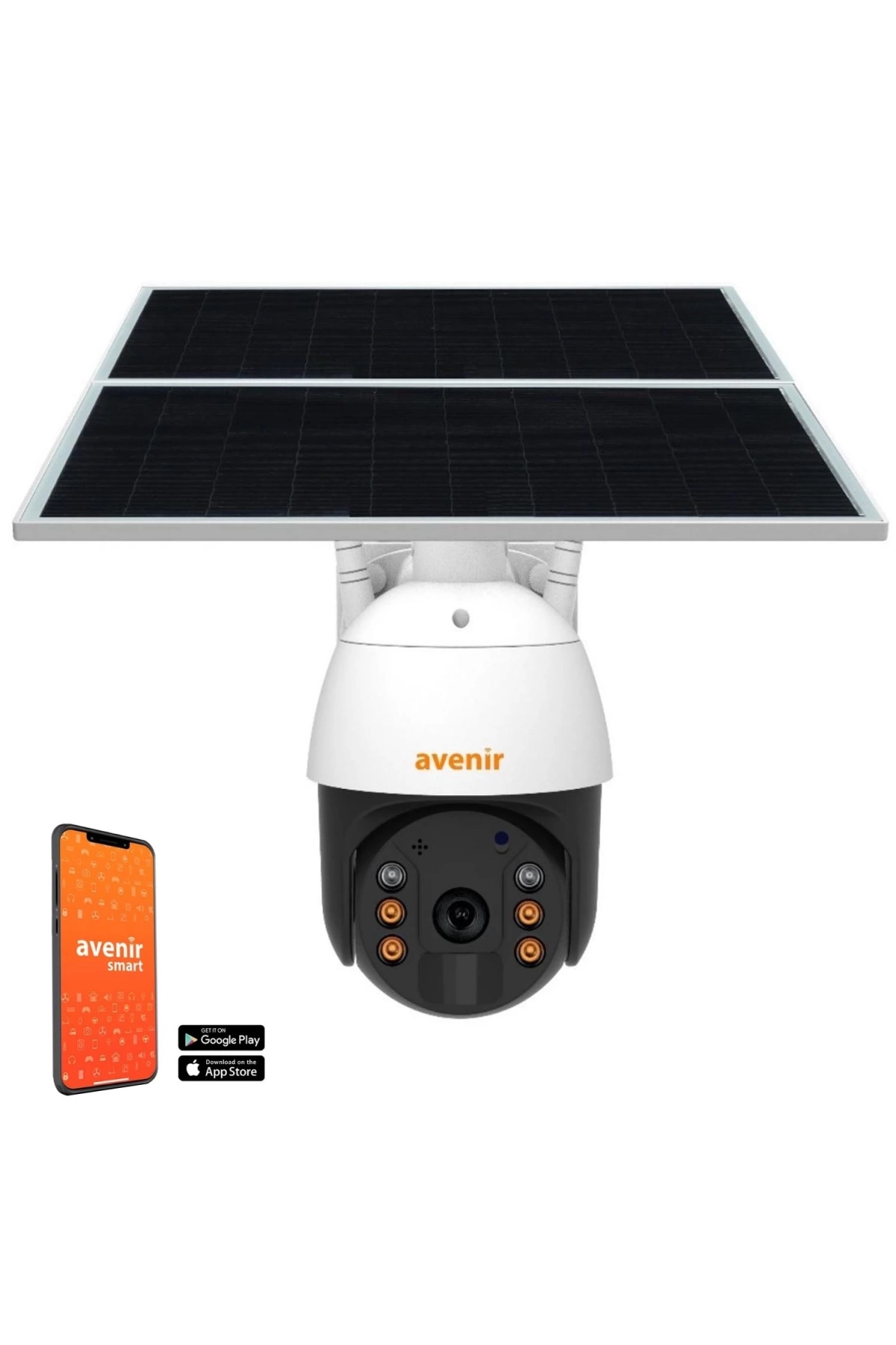 Avenir Av-s424 Solar Smart Güvenlik Kamerası 4g Sim 2mp Wi-fi Ptz Renkli Gece Görüş Metal Dış Mekan