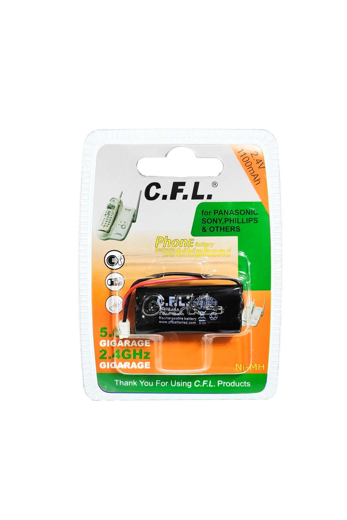 CFL Şarjlı Telsiz Telefon Pili 2.4 Volt 1100 Mah Ni-Mh