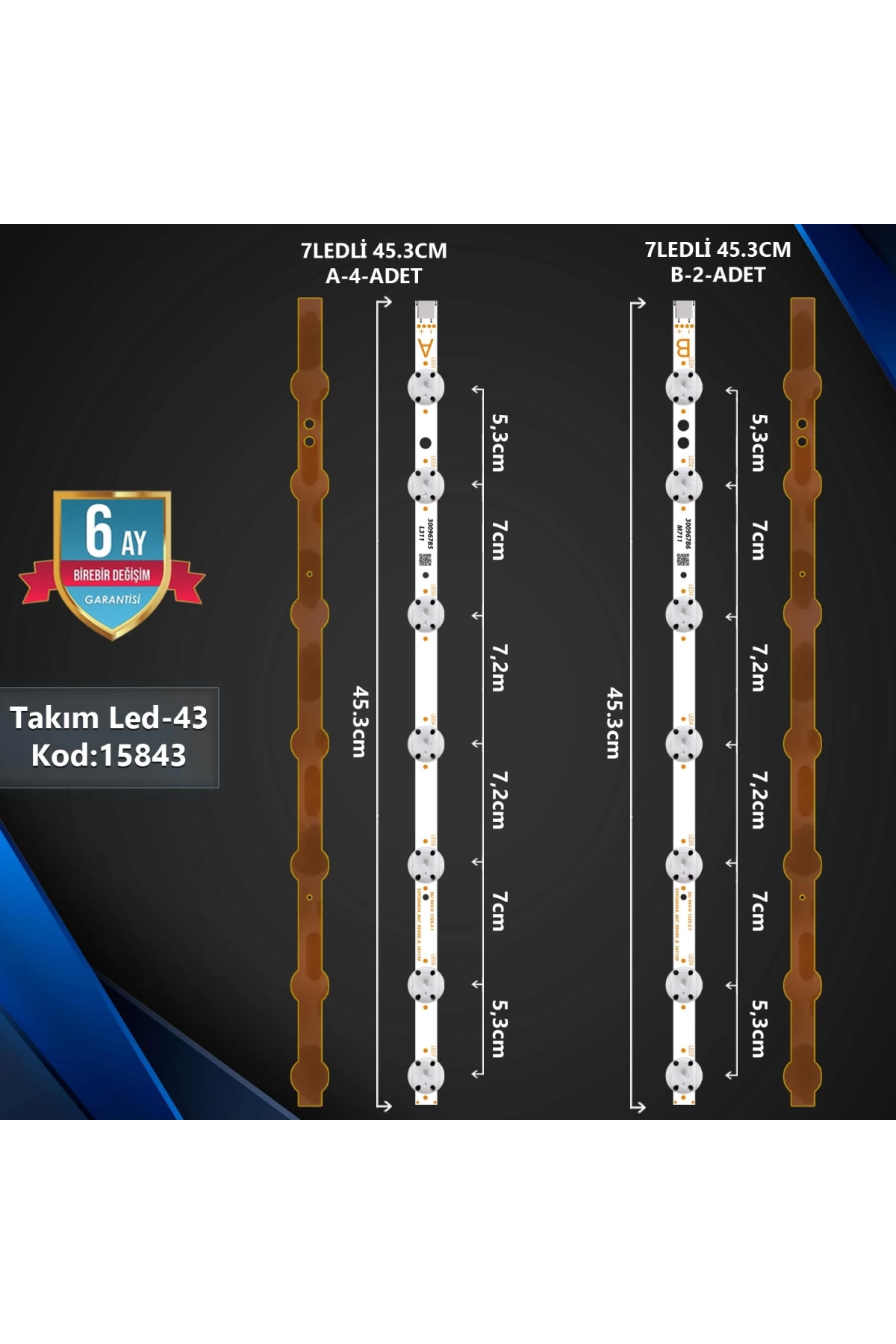 Çıkma Takım Led-43 (4Xa-2Xb) 50 Vestel Svv500A54A67 Rev00 A/B 161130 (Bakır)