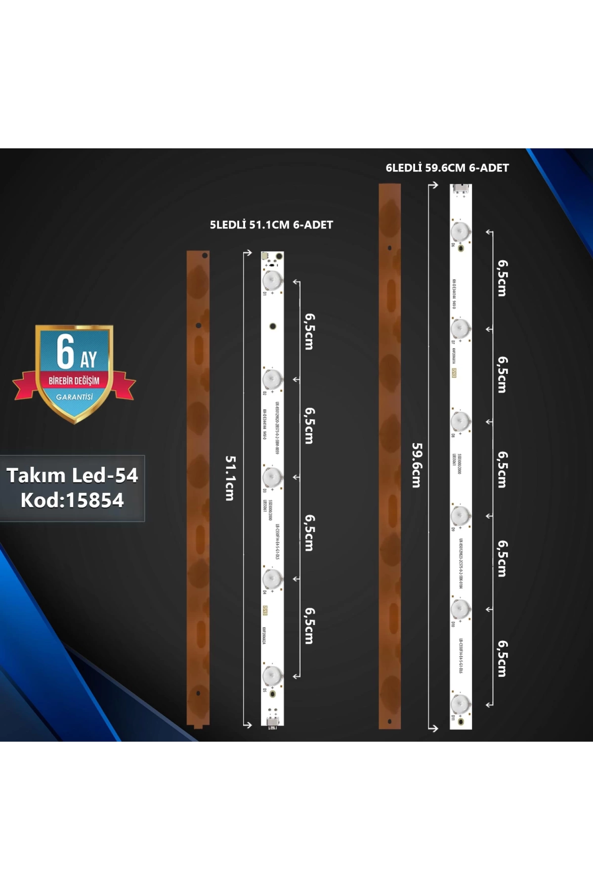 Çıkma Takım Led-54 (6X6Pcb) 55 Sunny 55D3000/D2000 Lb55061 Khp200681A Khp200682A