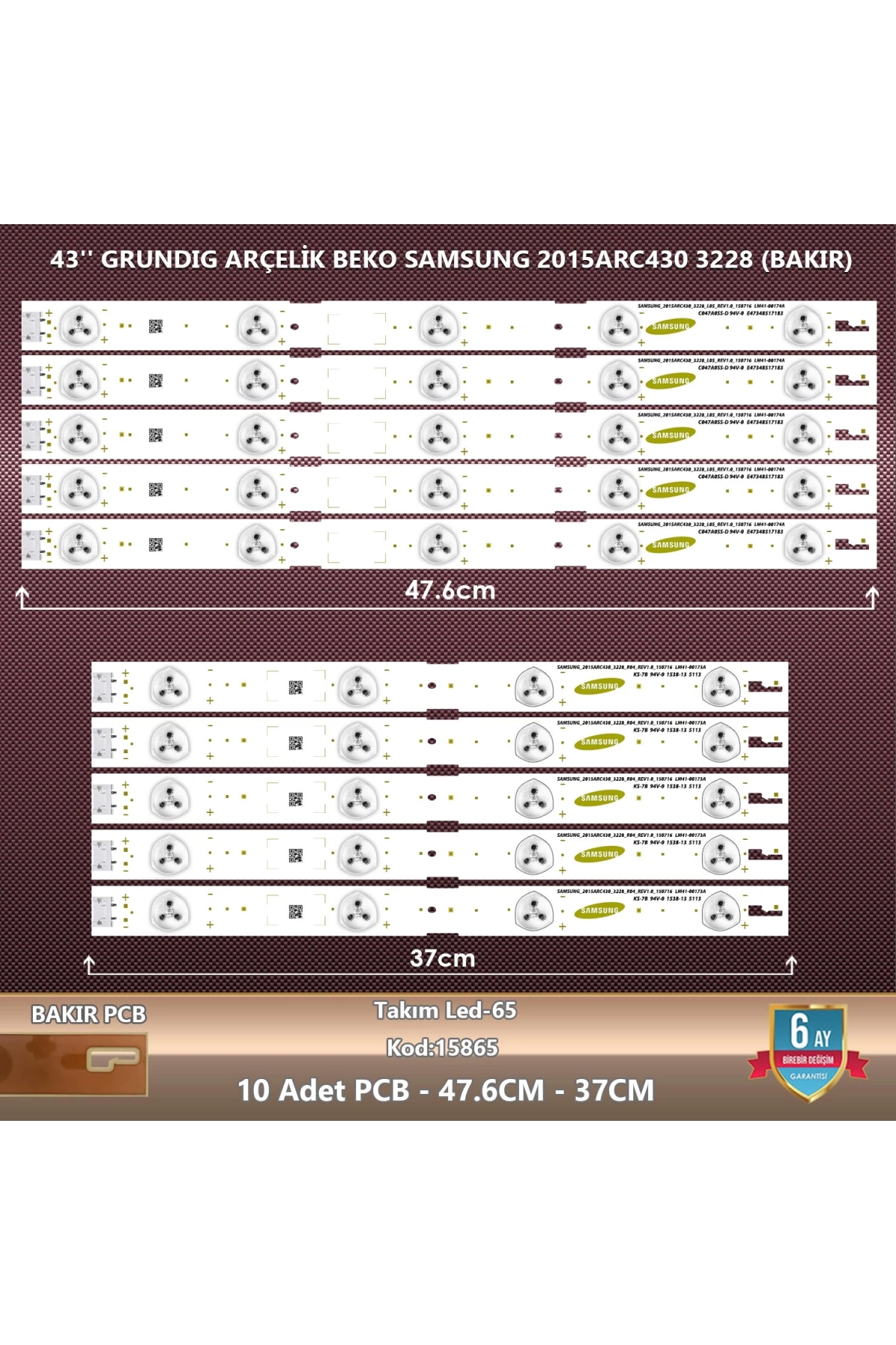 Çıkma Takım Led-65 (5x233-5x234) 43 Grundıg Arçelik Beko Samsung 2015arc430 3228 Çıkma Takım Led