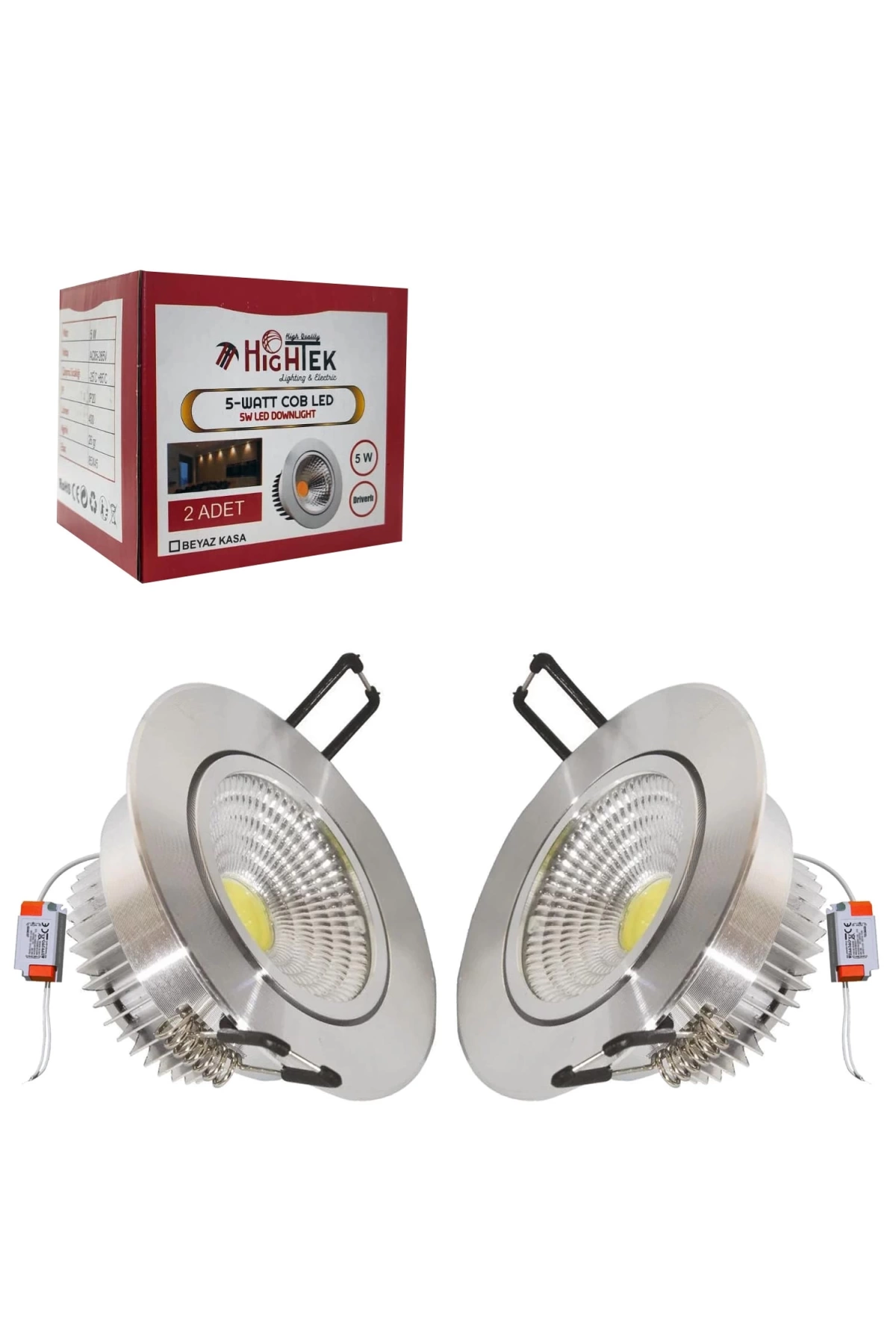 Cob Led Spot Beyaz 5w 8cm 2 Adet Hıghtek Ht-0603