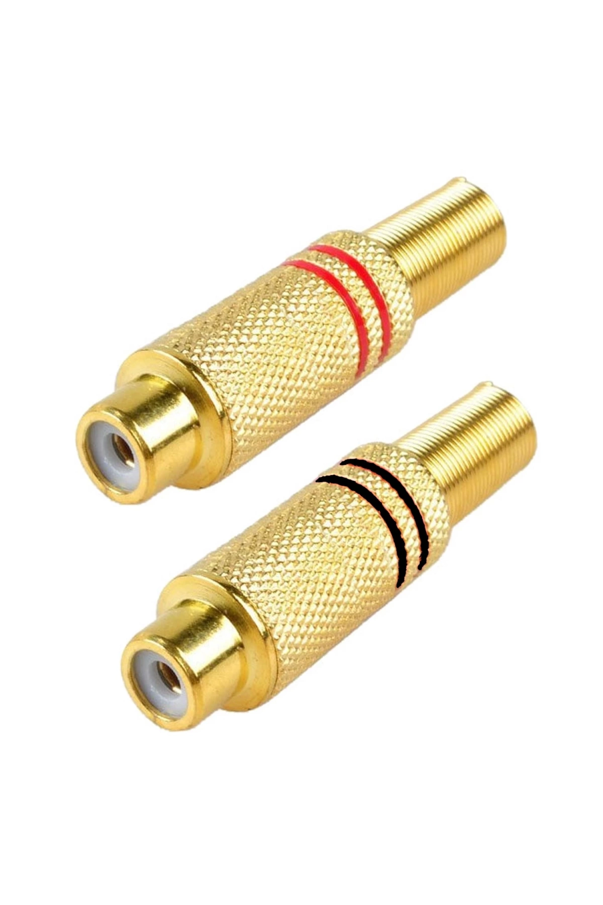 Dy-2030G Rca Fiş Dişi Gold Metal Siyah Kırmızı 2Li