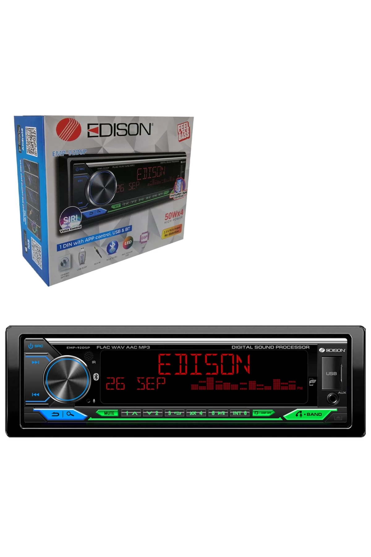 Edison Emp-92dsp Oto Teyp 4x50 Watt Bluetooth Mobil Aplikasyon Usb Fm Aux