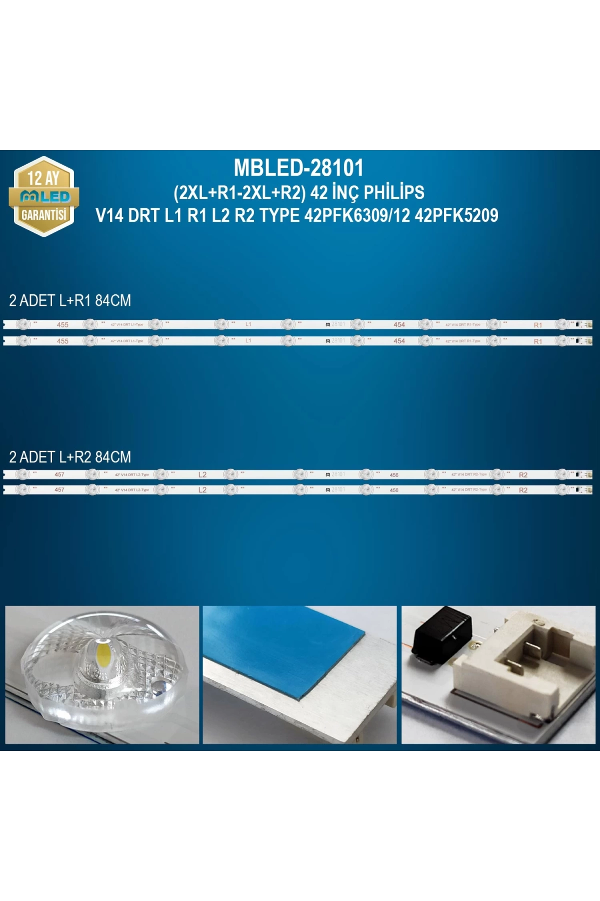 Espled (2Xl+R1-2Xl+R2) 42 İnç Philips V14 Drt L1 R1 L2 R2 Type 42Pfk6309/12 42Pfk5209