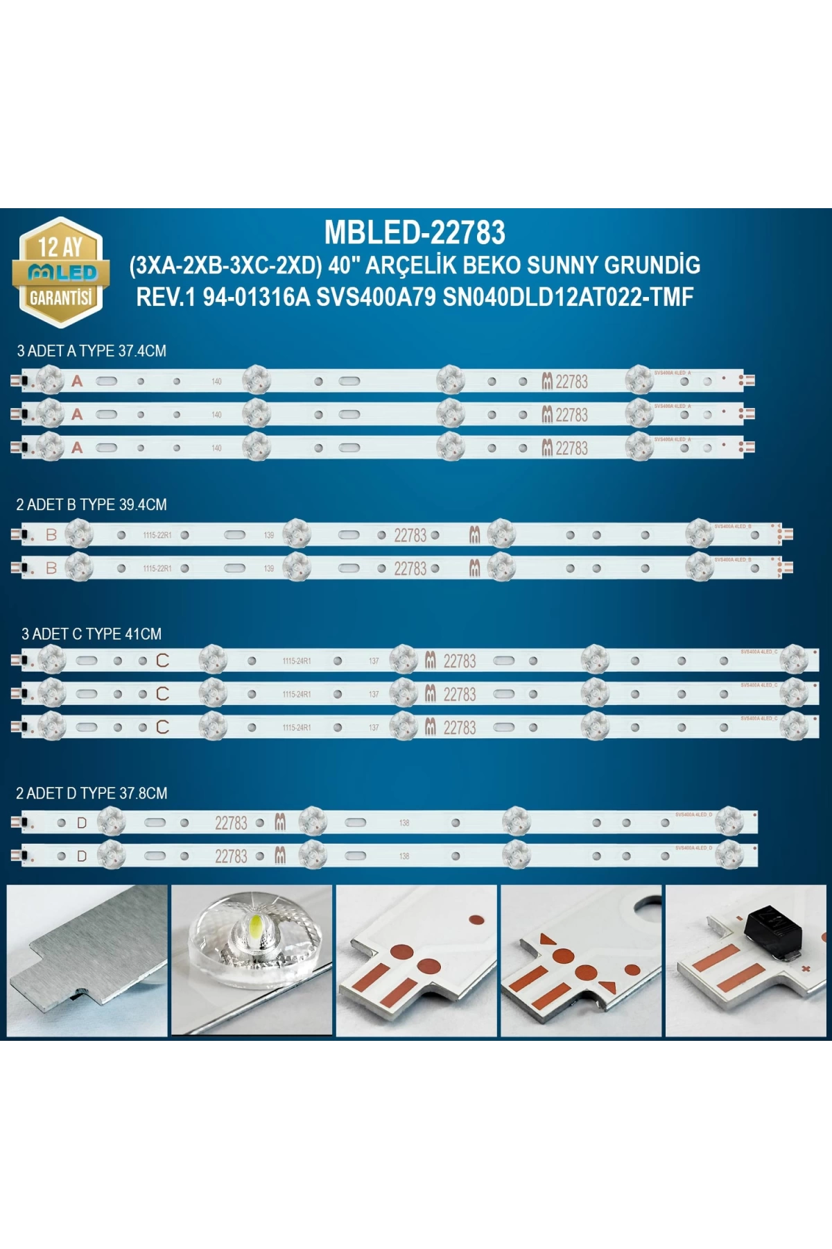 Espled (3Xa-2Xb-3Xc-2Xd) 40 İnç Arçelik Beko Sunny Grundig Rev.1 94-01316A Svs400A79 Sn040Dld12At022-Tmf