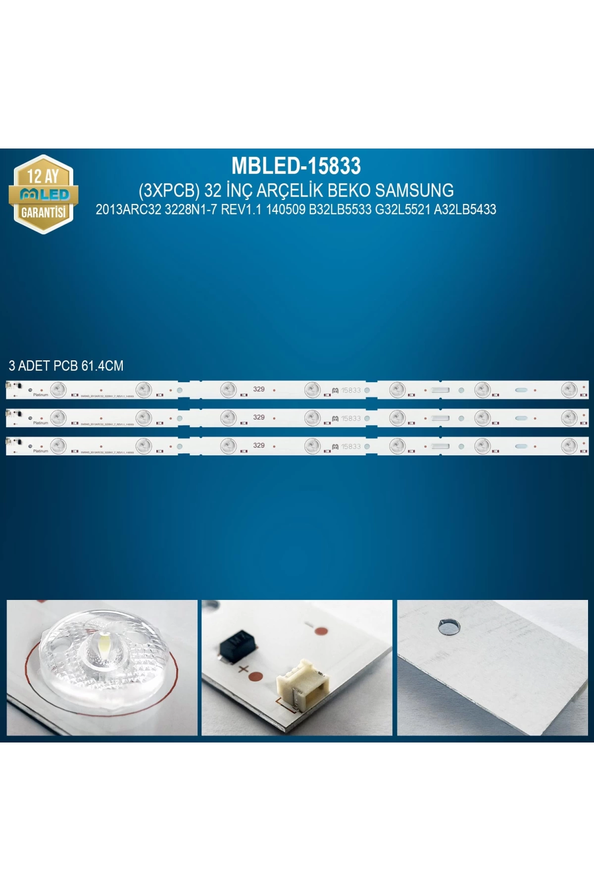 Espled (3Xpcb) 32 İnç Arçelik Beko Samsung 2013Arc32 3228N1-7 Rev1.1 140509 B32Lb5533 G32L5521 A32Lb5433