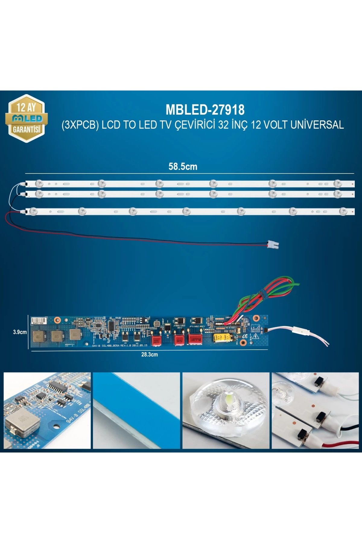 Espled (3Xpcb) Lcd To Led Tv Çevirici 32 İnç 12 Volt Universal