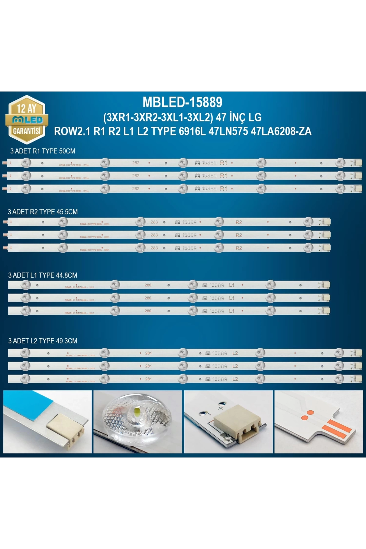 Espled (3Xr1-3Xr2-3Xl1-3Xl2) 47 İnç Lg Row2.1 R1 R2 L1 L2 Type 6916L 47Ln575 47La6208-Za