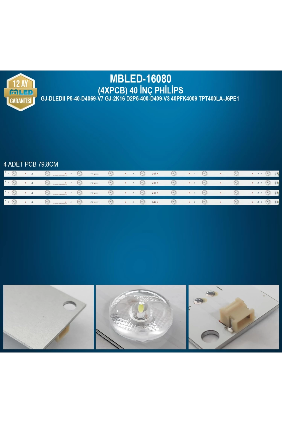 Espled (4Xpcb) 40 İnç Philips Gj-Dled P5-40-D4069-V7 Gj-2K16 D2P5-400-D409-V3 40Pfk4009 Tpt400La-J6Pe1