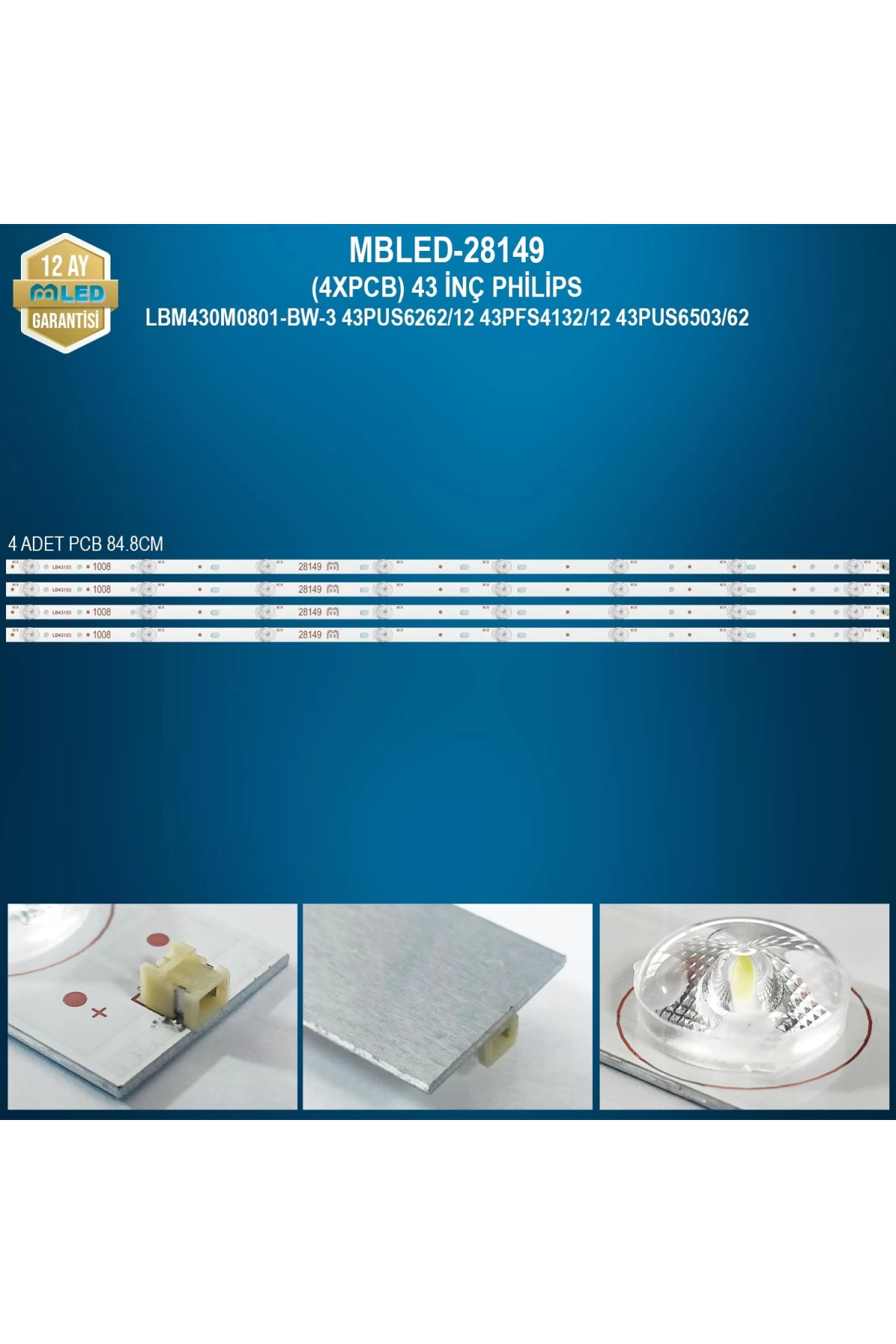 Espled (4Xpcb) 43 İnç Philips Lbm430M0801-Bw-3 43Pus6262/12 43Pfs4132/12 43Pus6503/62