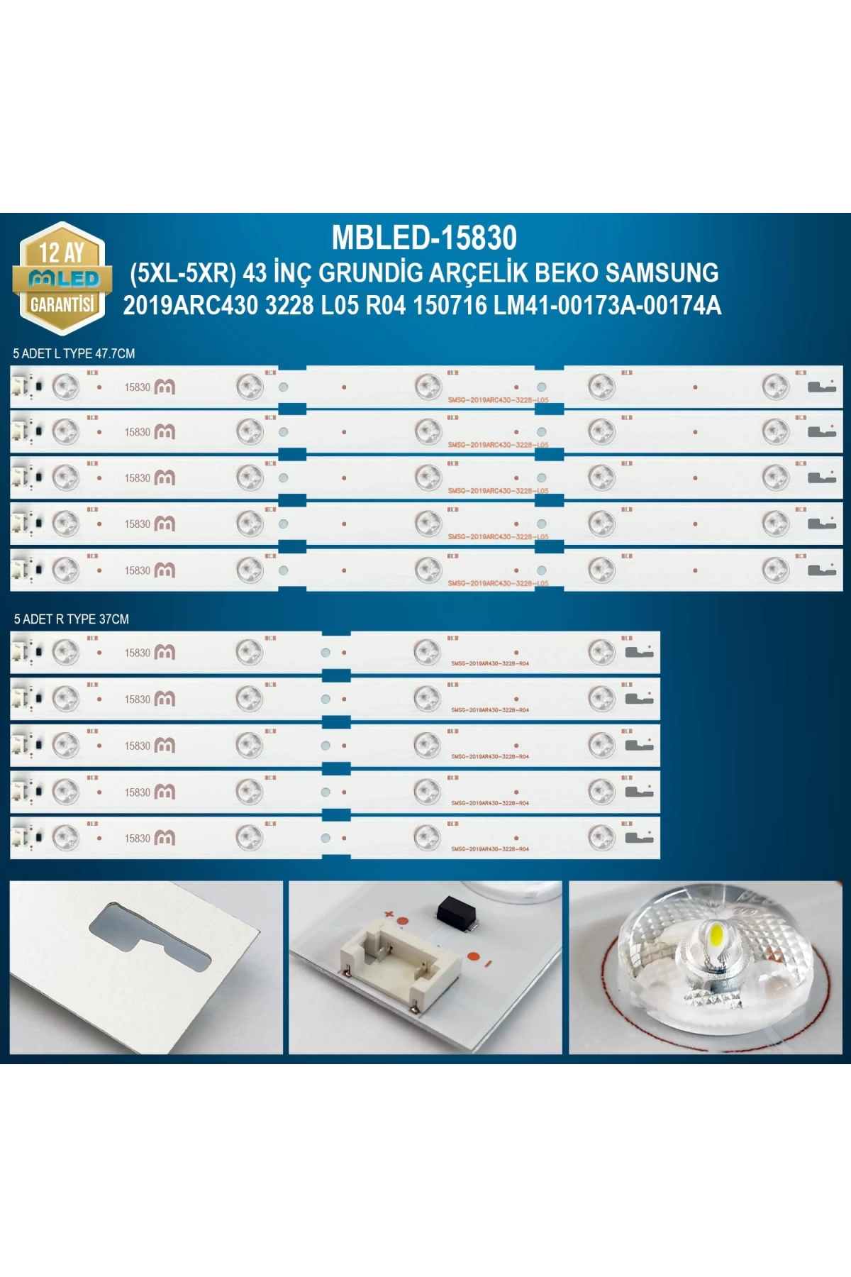 Espled (5Xl-5Xr) 43 İnç Grundig Arçelik Beko Samsung 2019Arc430 3228 L05 R04 150716 Lm41-00173A-00174A