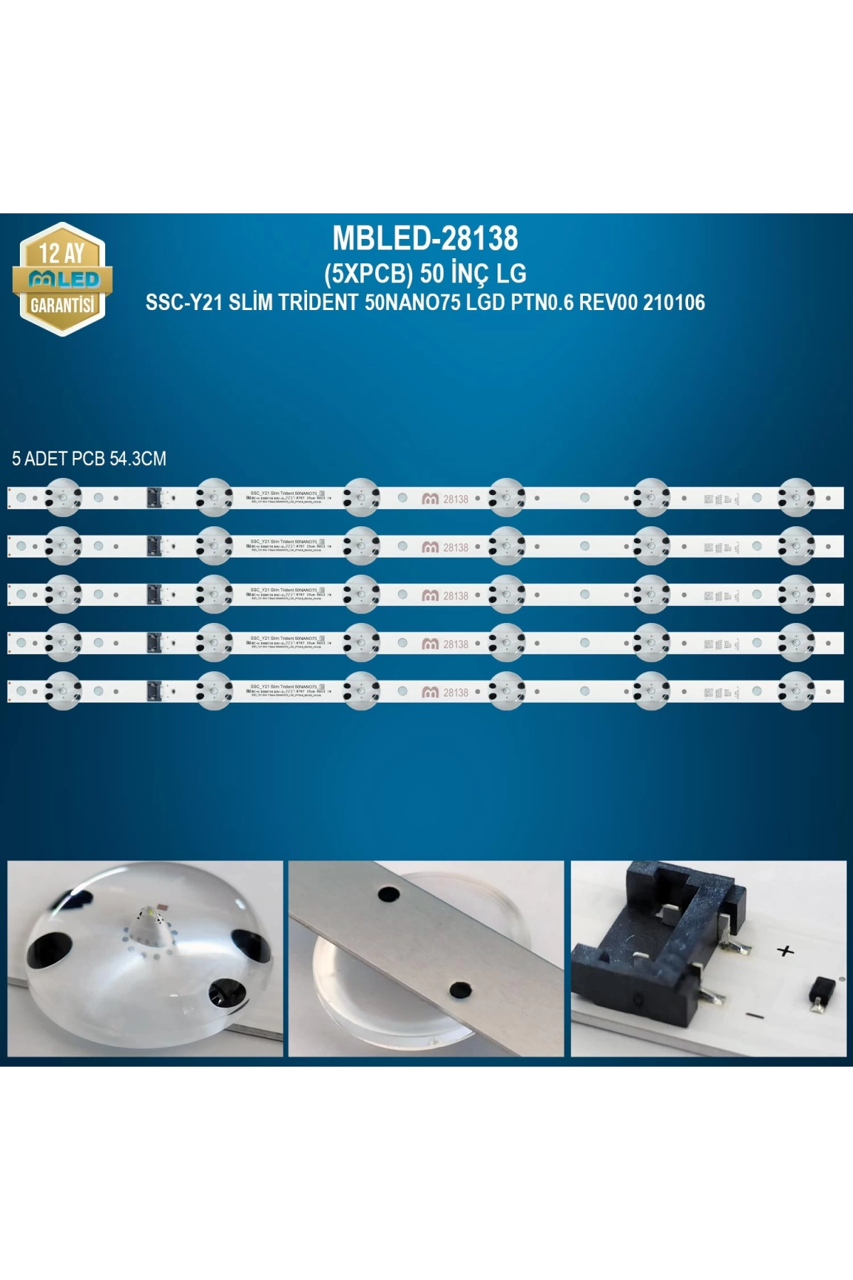 Espled (5Xpcb) 50 İnç Lg Ssc-Y21 Slim Trident 50Nano75 Lgd Ptn0.6 Rev00 210106