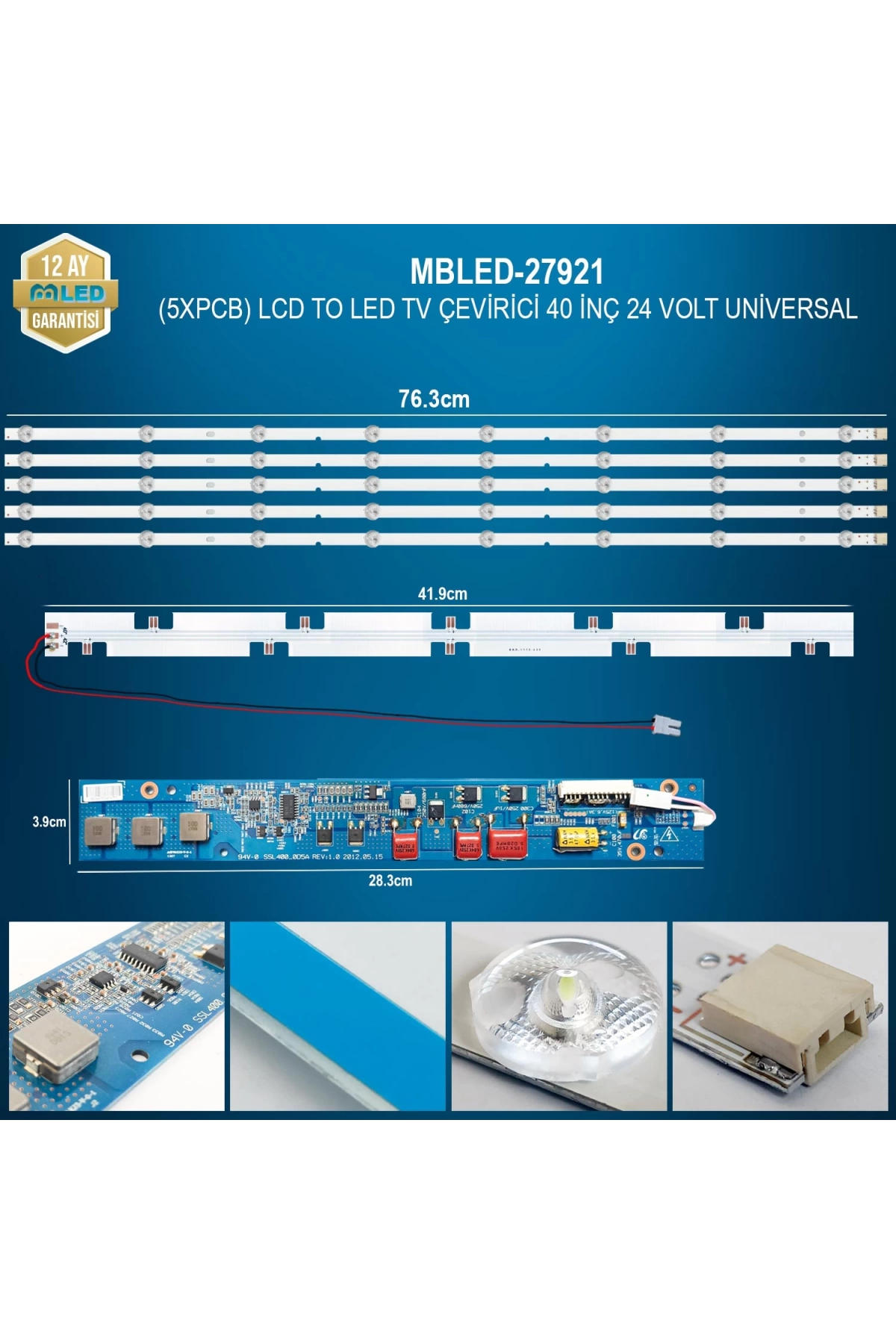 Espled (5Xpcb) Lcd To Led Tv Çevirici 40 İnç 24 Volt Universal