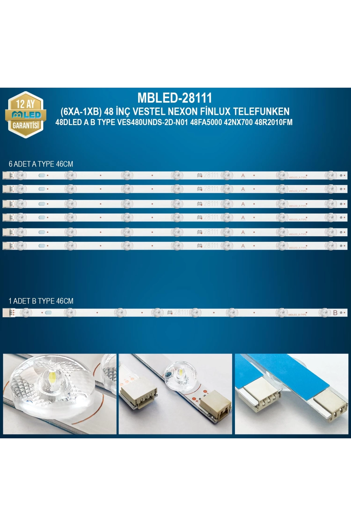 Espled (6Xa-1Xb) 48 İnç Vestel Nexon Finlux Telefunken 48Dled A B Type Ves480Unds-2D-N01 48Fa5000 42Nx700 48R2010Fm