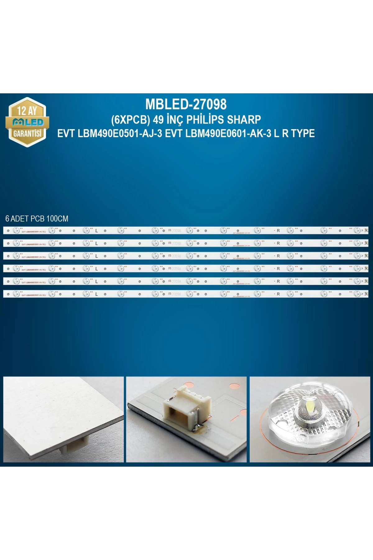 Espled (6Xpcb) 49 İnç Philips Sharp Evt Lbm490E0501-Aj-3 Evt Lbm490E0601-Ak-3 L R Type