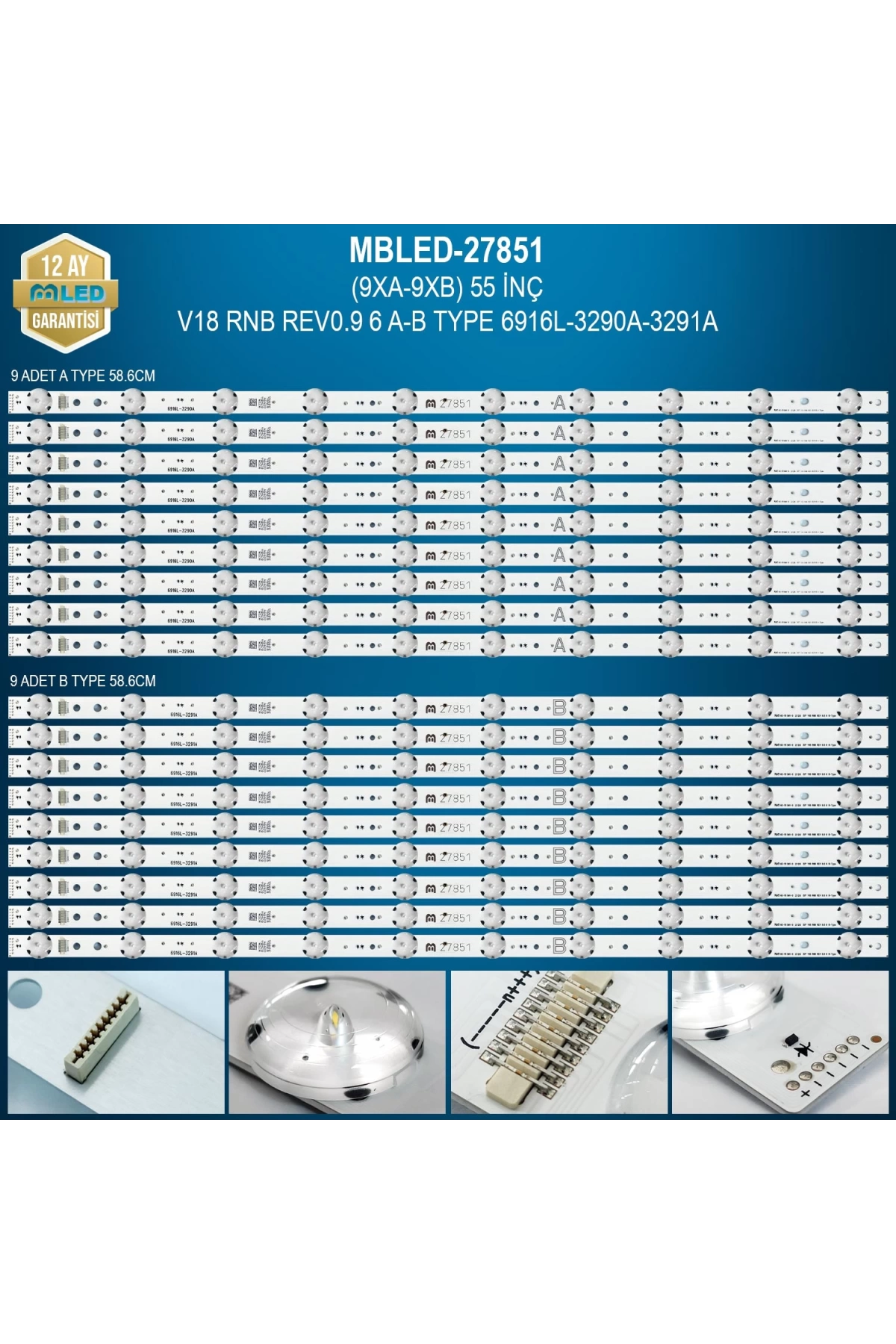 Espled (9Xa-9Xb) 55 İnç Lg Tcl Hisense V18 Rnb Rev0.9 6 A-B Type 6916L-3290A-3291A