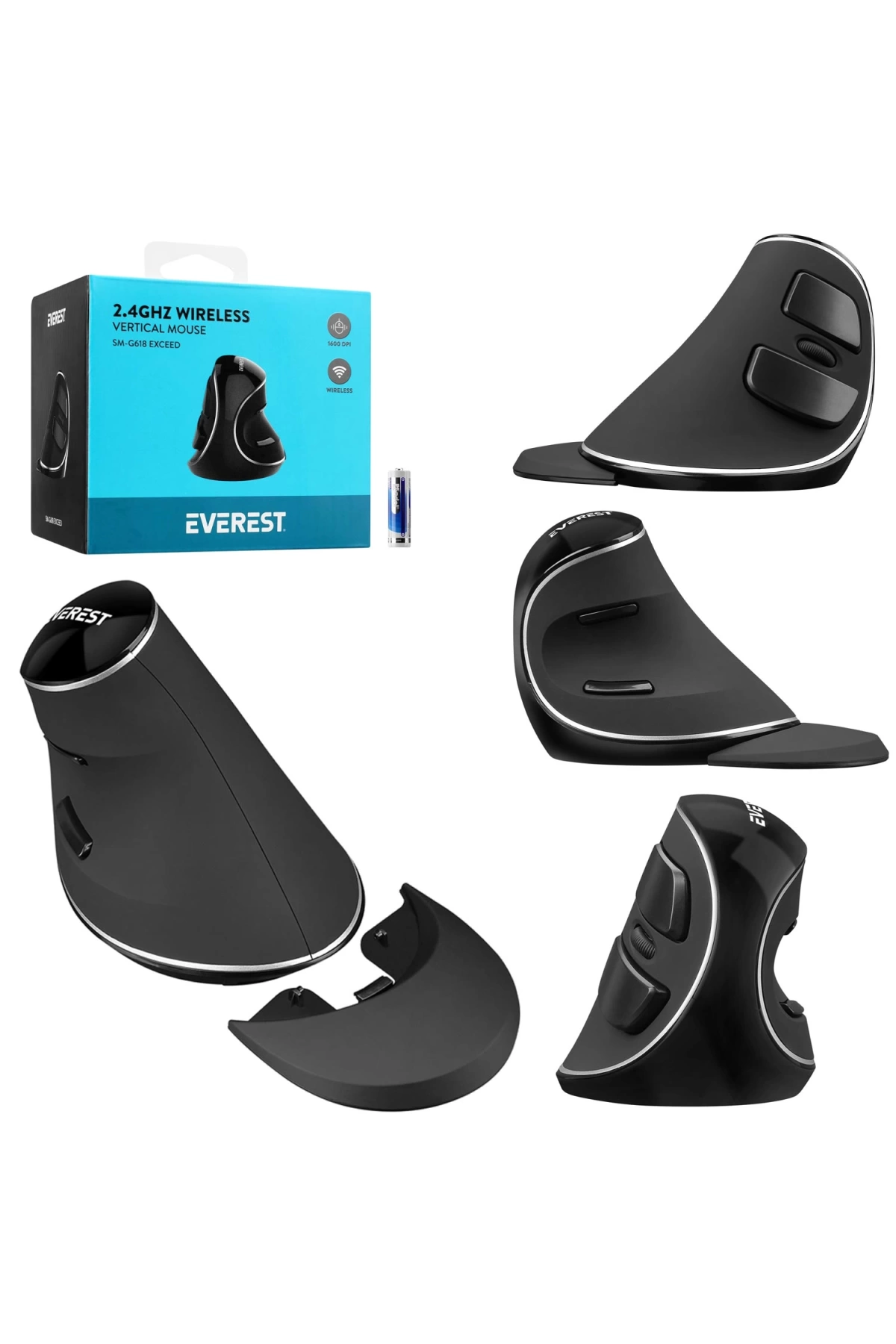 Everest Sm-G618 Exceed Kablosuz Mouse 125Hz 1600 Dpi Dikey Ergonomik 6 Tuşlu