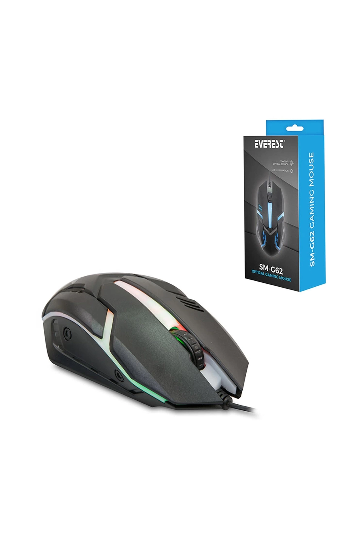 EVEREST SM-G62 Kablolu Oyuncu Mouse 1000 Dpi Ledli