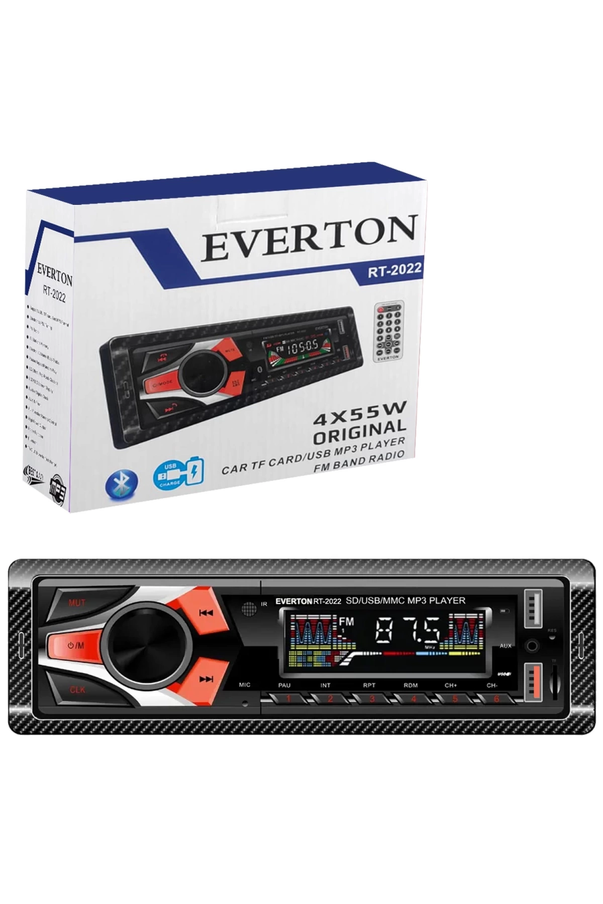 Everton Rt-2022 Oto Teyp 4x55 Watt Bluetooth 2xusb Sd Fm Aux