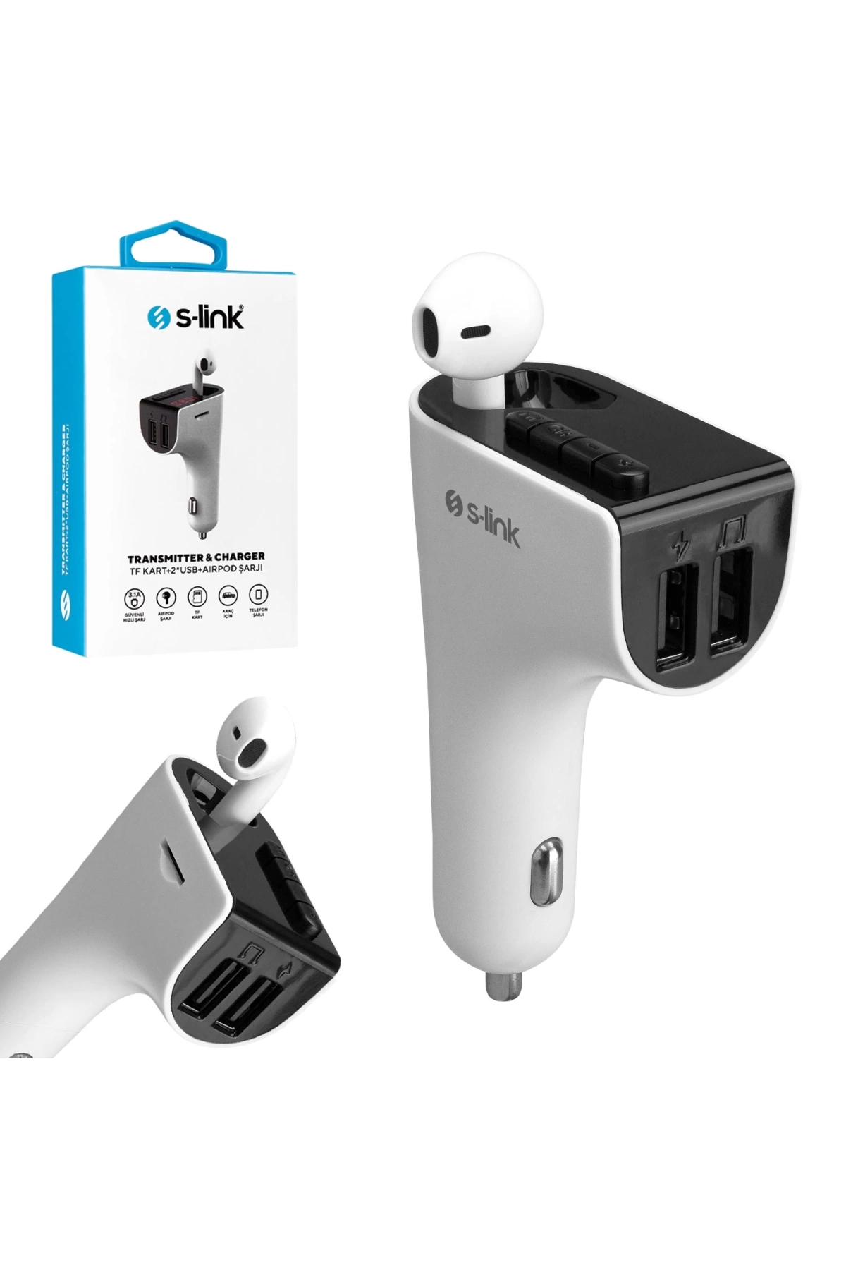 S-link Sl-bt245 Fm Transmitter Bluetooth 2xusb Sd Kulaklık