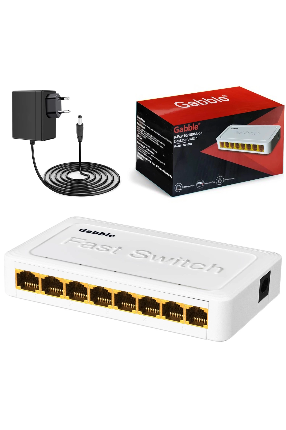 Gabble Gab-Swc08 Ethernet Switch Hub 8 Port 10/100 Mbps