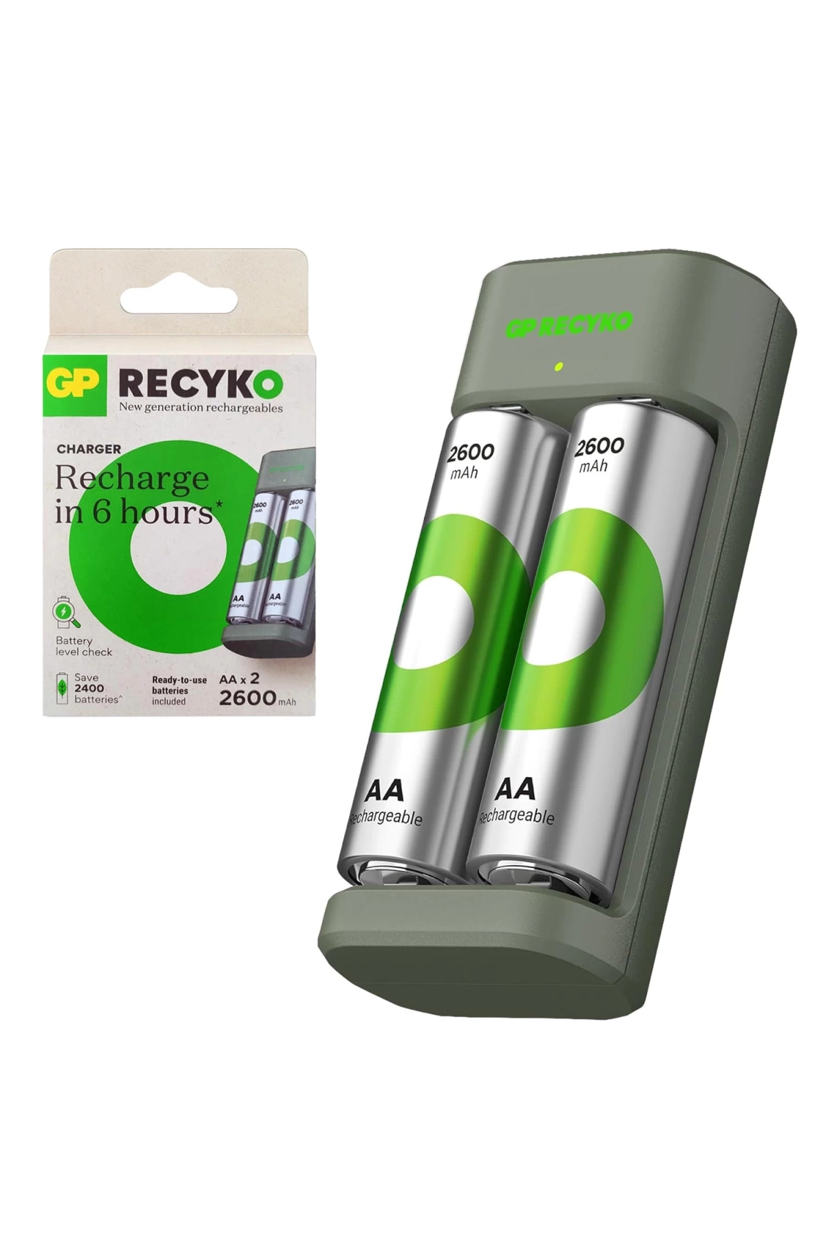 Gp Recyko Pil Şarj Aleti 2li Aa + 2xaa 2600 Mah Pil Hediye