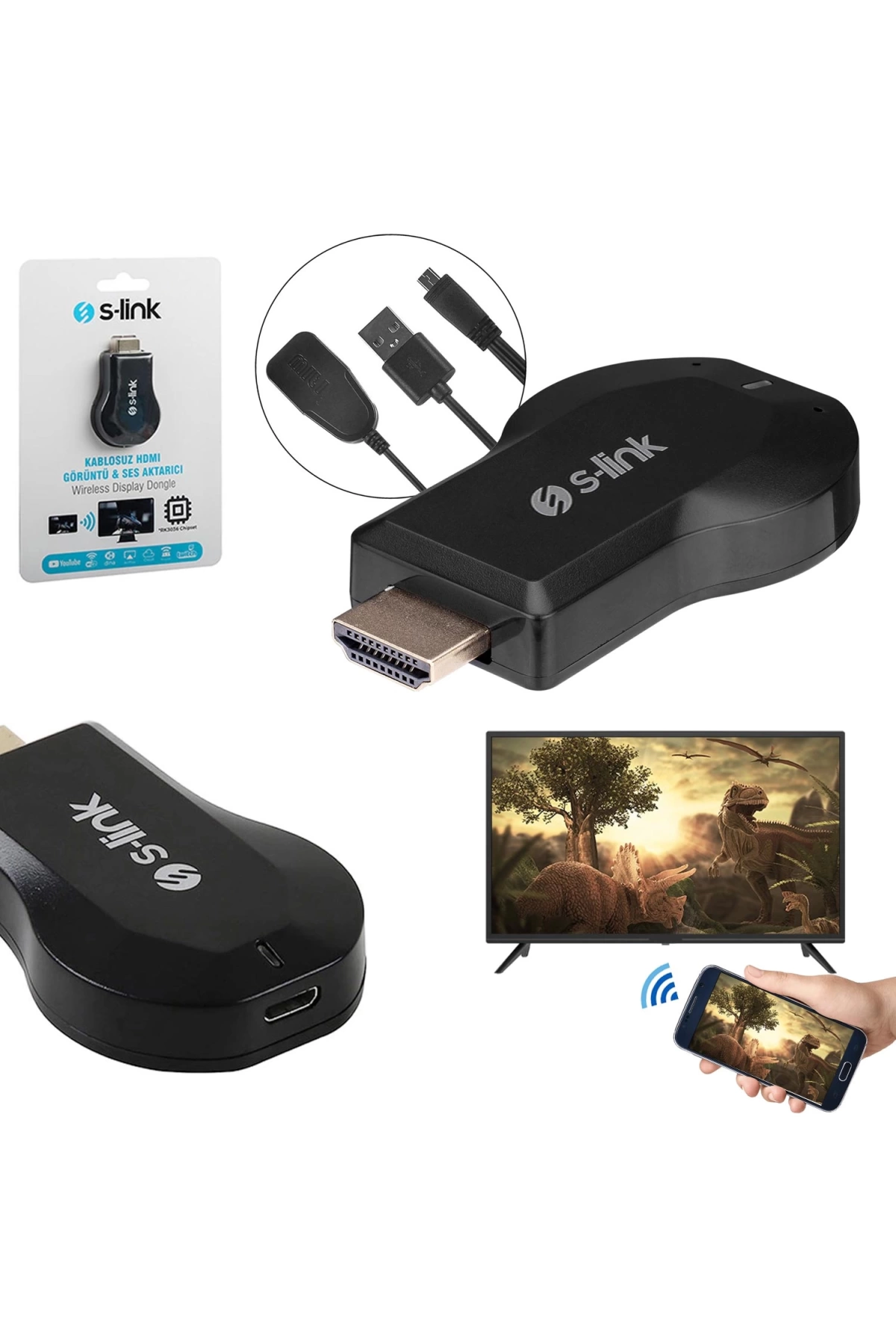 Hdmı Kablosuz Dongle Tv Görüntü Ve Ses Aktarıcı Ios Androıd S-link Sl-wh25