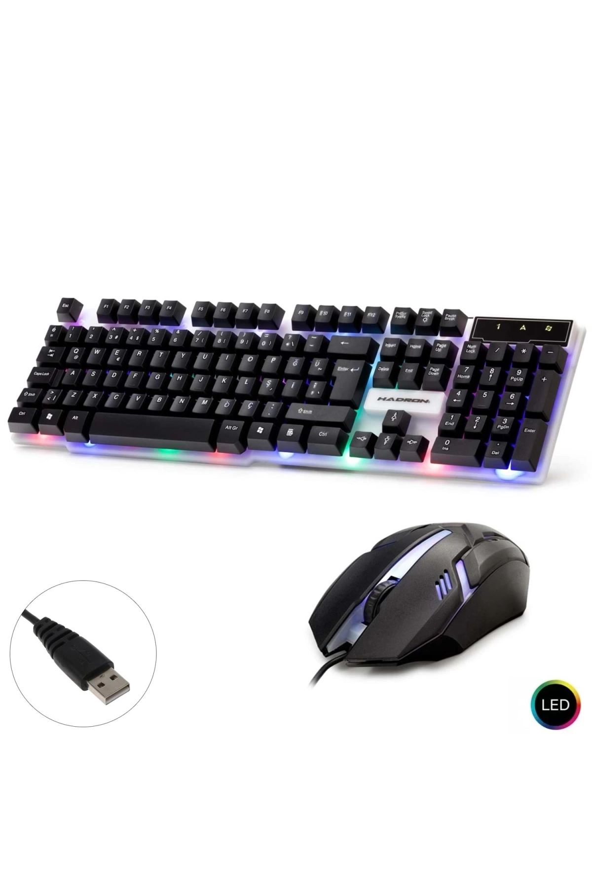 Kablolu Oyuncu Klavye Q Mouse Seti Ledli Hadron Hd-837Q