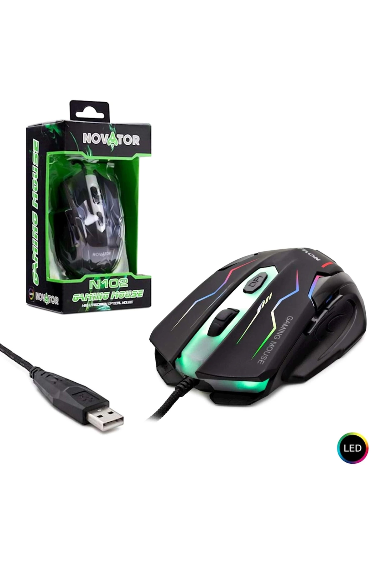 Novator N-102 Kablolu Oyuncu Mouse 2000 Dpi Ledli