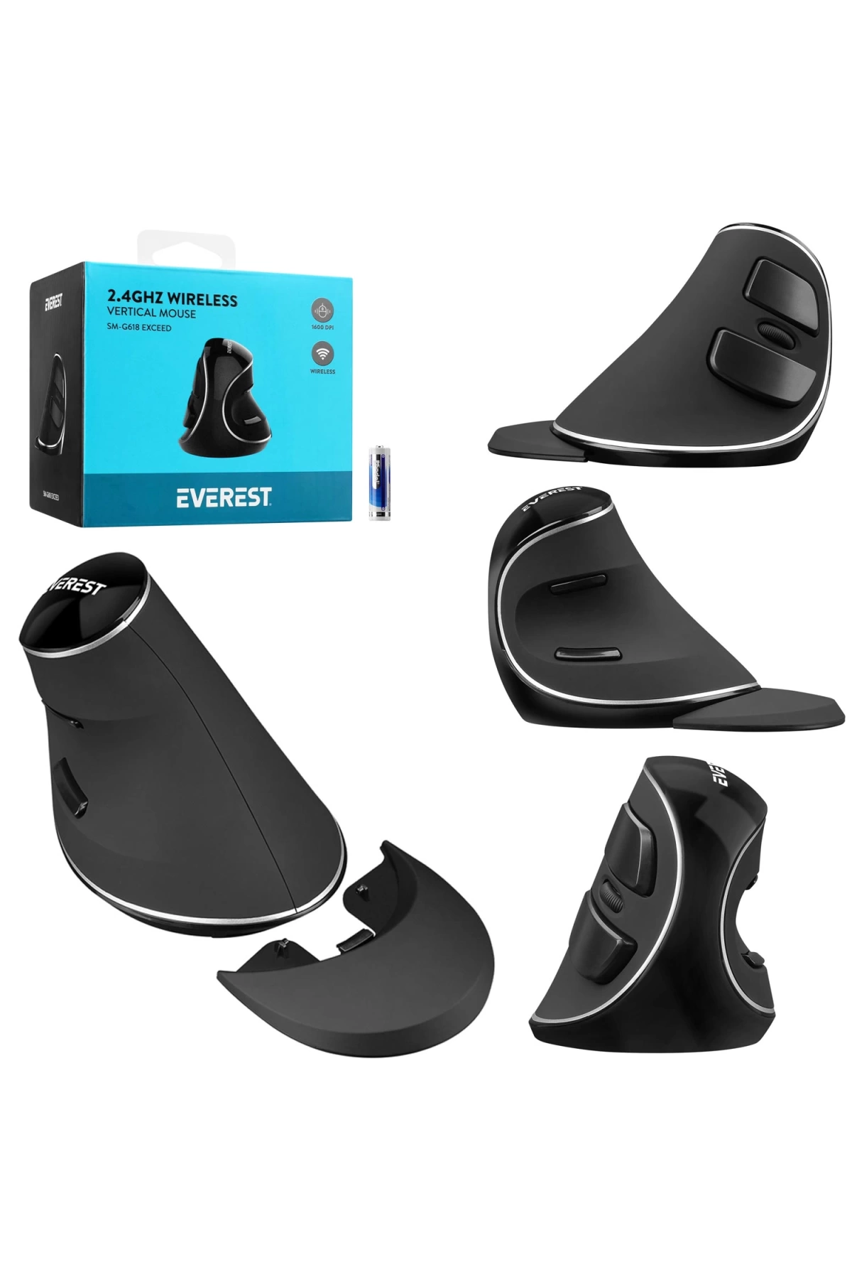 Everest Sm-g618 Exceed Kablosuz Mouse 125hz 1600 Dpi Dikey Ergonomik 6 Tuşlu