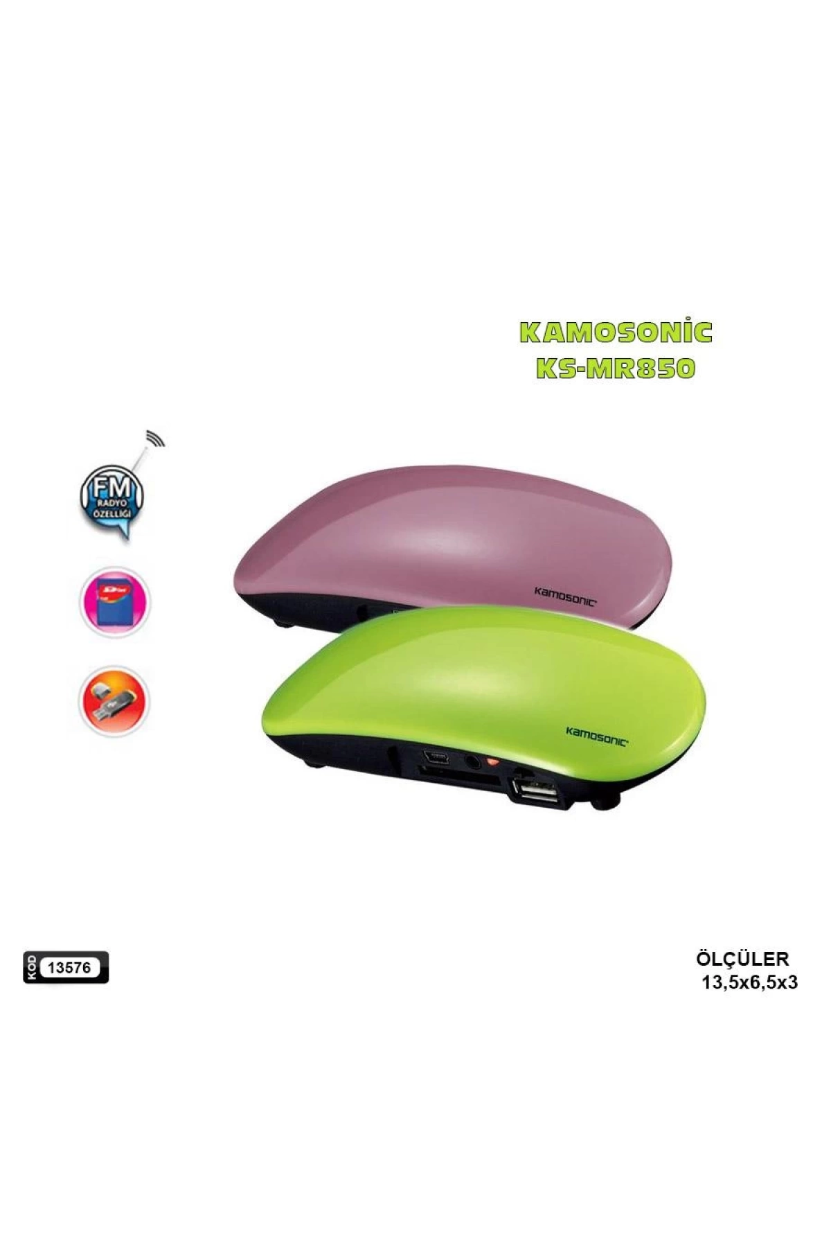 KAMOSONIC KS-MR850 Müzik Kutusu Şarjlı Usb Sd Fm