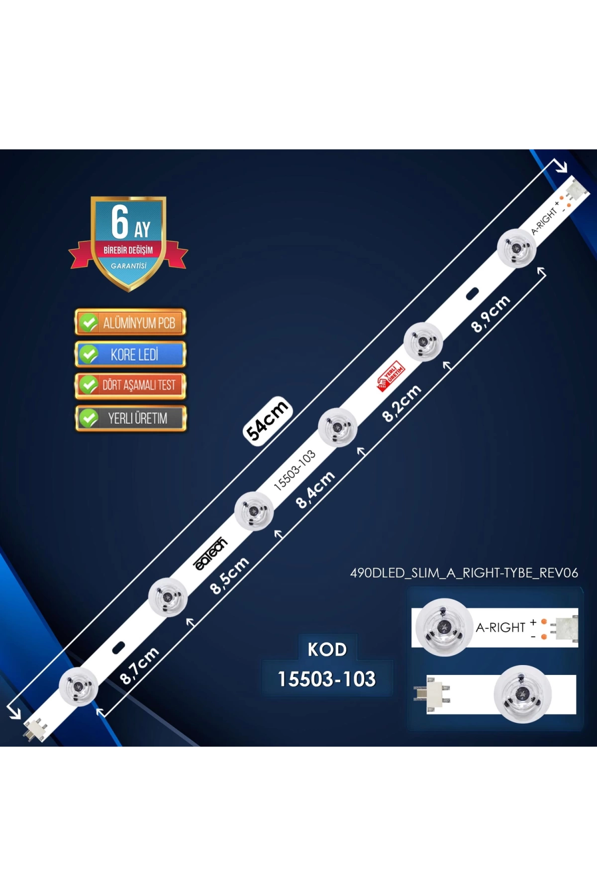 Kod-103 Lg Vestel 490dled Slıma Rıght Tybe Rev06 54cm 6led