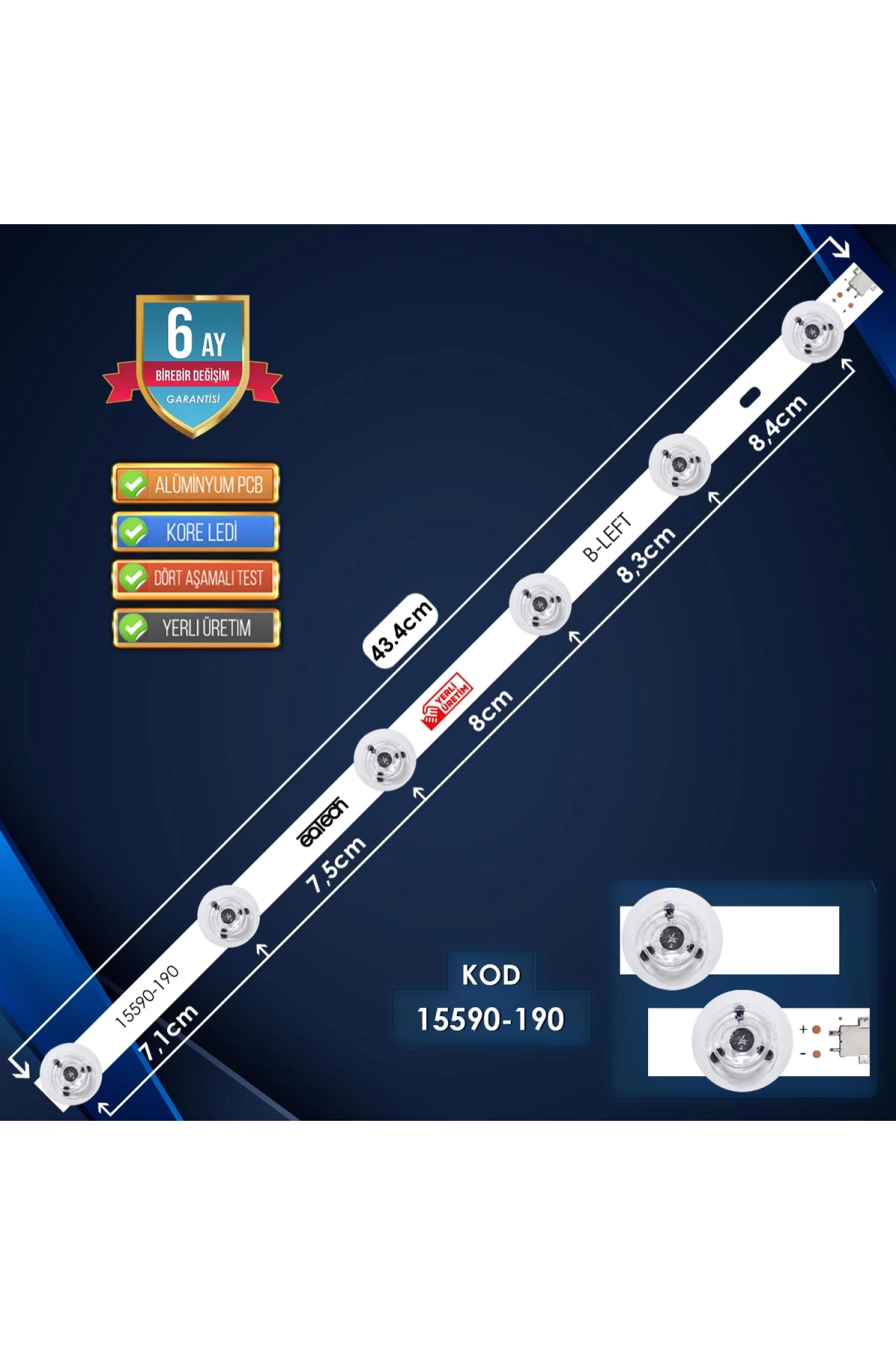 Kod-190 Vestel B-left 43.4cm 6led