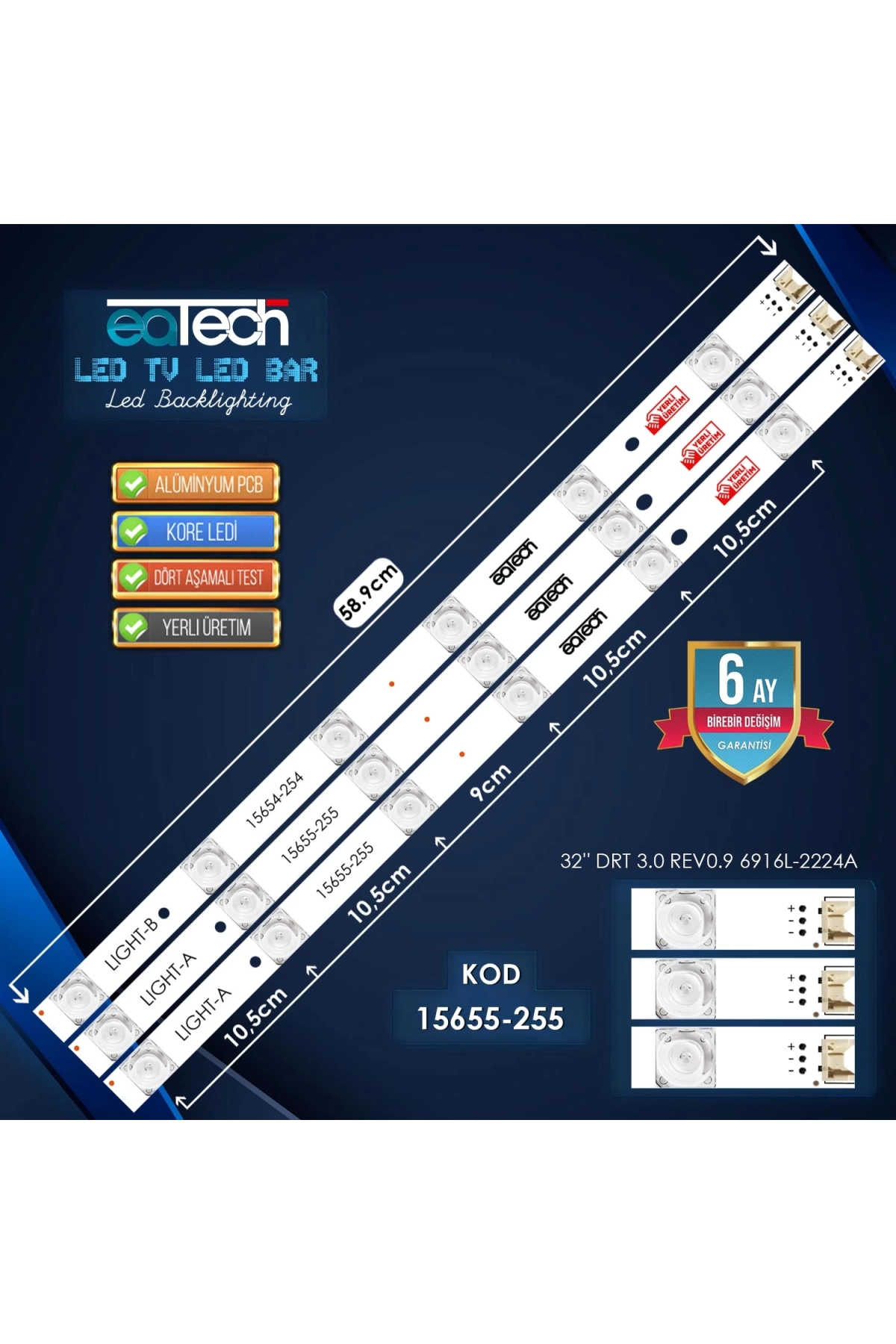 Kod-255 32 Lg 32lb Drt3.0 Rev0.9 6916l 2224a A/b Type 3lü Takım 59cm 6led