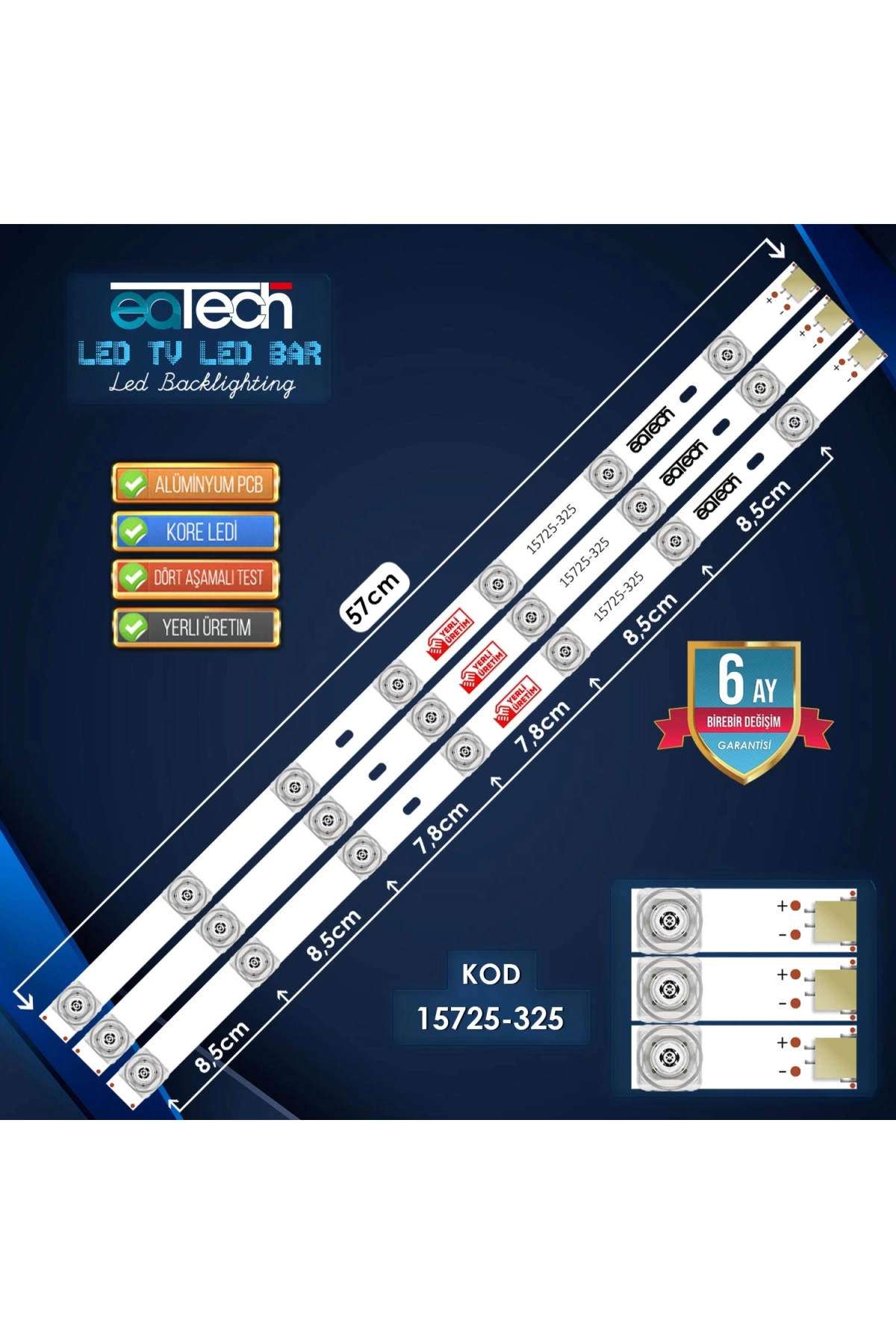 Kod-325 550dled Slım Rev01 20141224 Nft Me9 94v-0 1510 Universal Led Kesilebilir 3lü Takım 57cm 7led