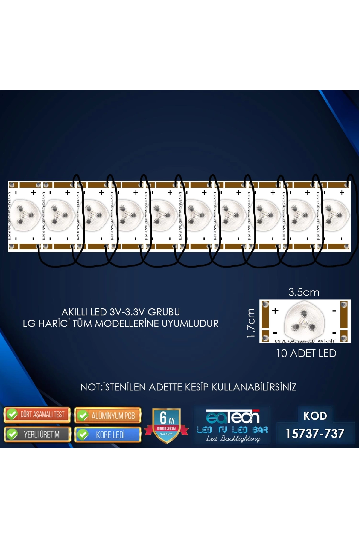 Kod-737 Akıllı Tv Led 3V (Lg Harici Tüm Modeller) Kablolu (10 Adet)