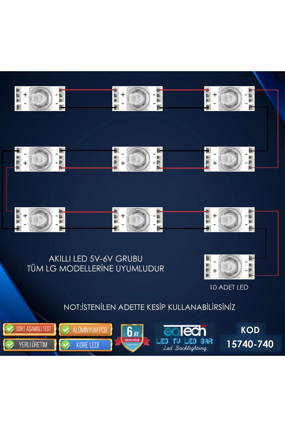 Kod-740 Akıllı Tv Led 6V (Lg Tüm Modeller) Kablolu (10 Adet)