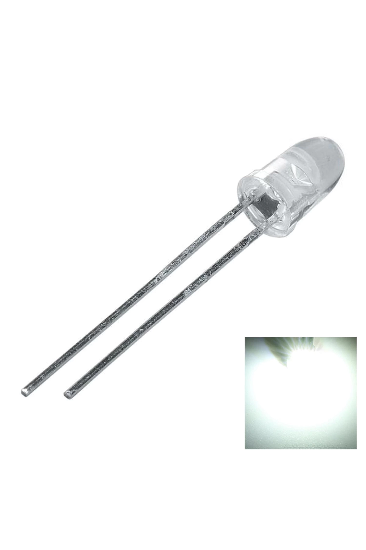 Mantar Led Diyot Lamba 5mm Beyaz