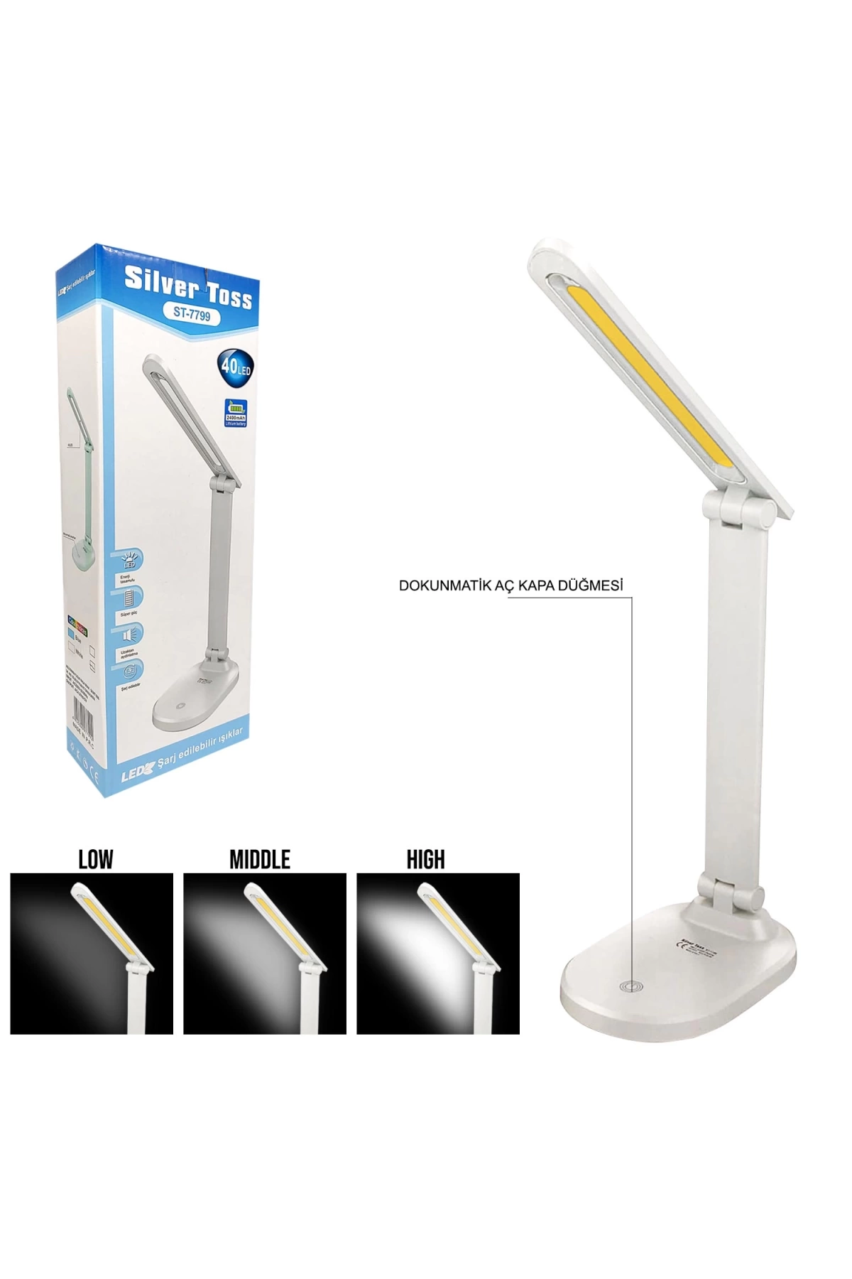 Silver Toss St-7799 Masa Lambası Şarjlı Cob Led