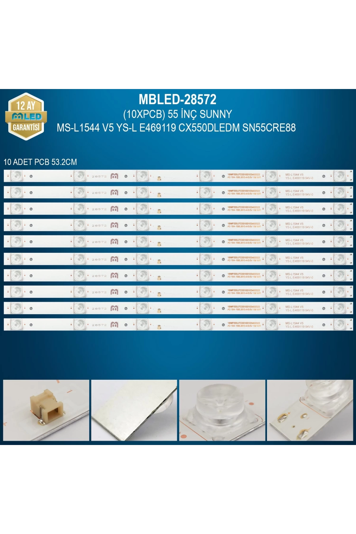 Mbled (10xpcb) 55 İnç Sunny Ms-l1544 V5 Ys-l E469119 Cx550dledm Sn55cre88