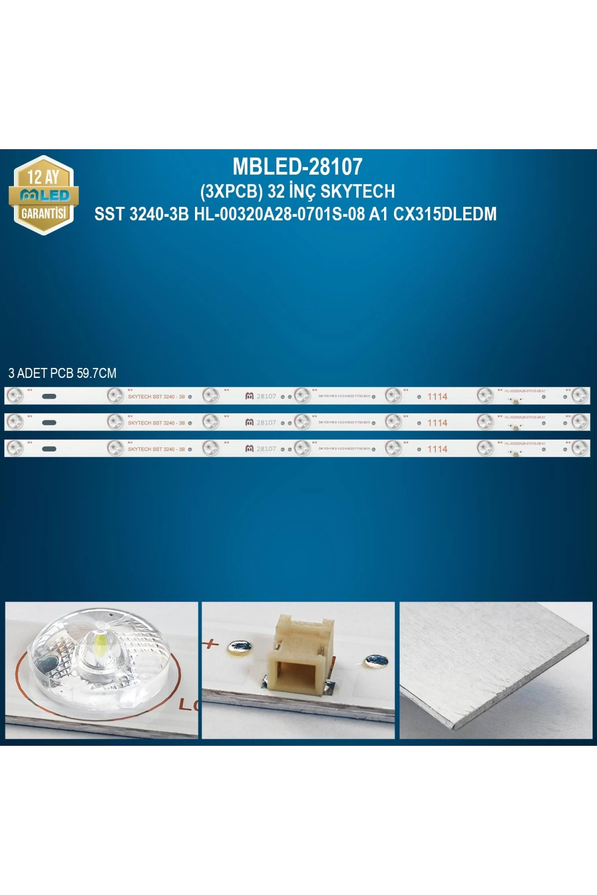 Mbled (3xpcb) 32 İnç Skytech Sst 3240-3b Hl-00320a28-0701s-08 A1 Cx315dledm